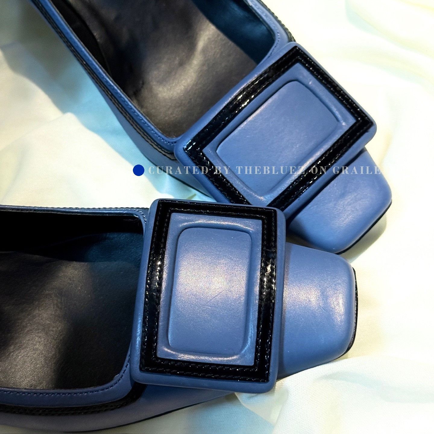 Roger Vivier Roger Vivier Black Blue Square Buckle Heels Size US 5 / IT 35 - 8 Thumbnail