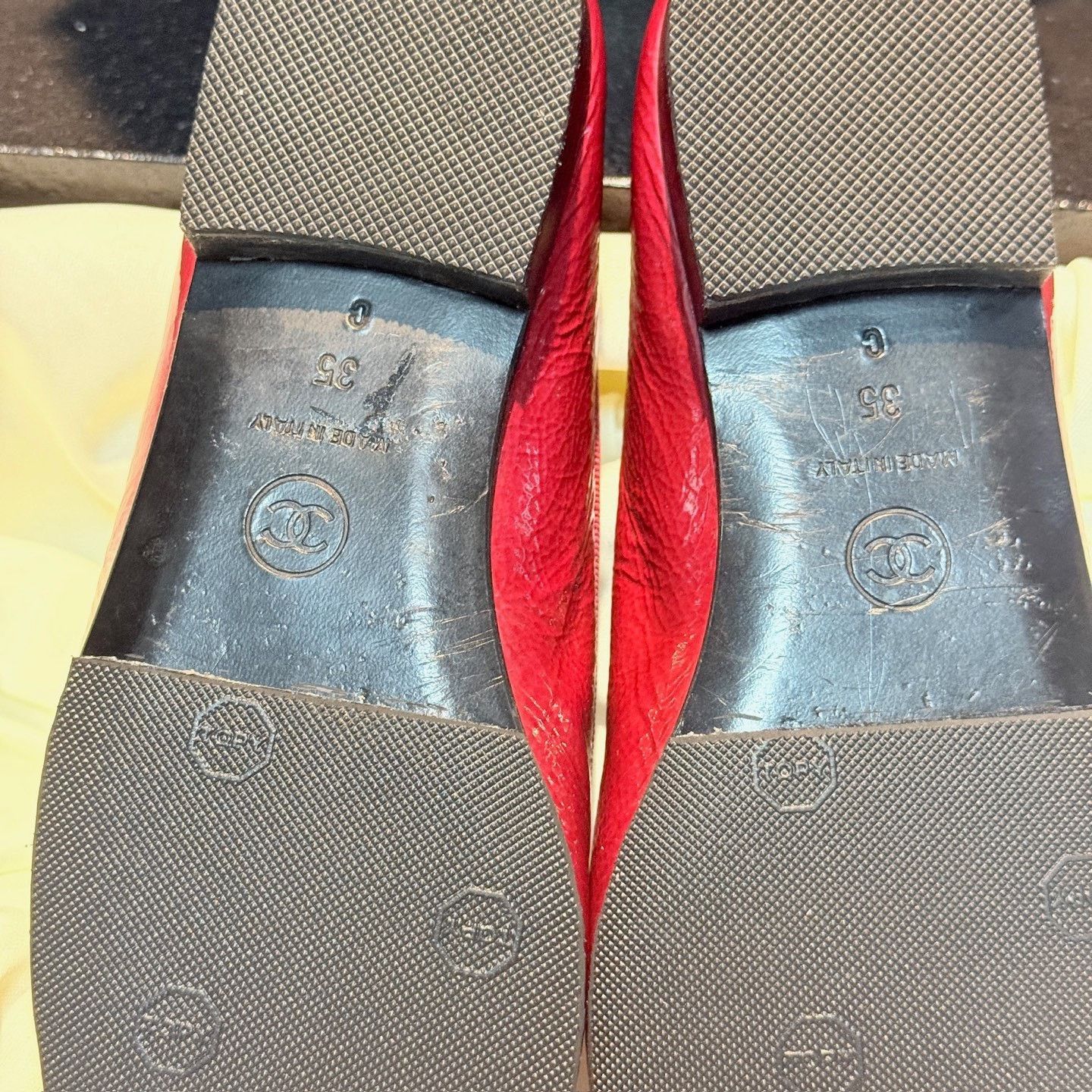 Chanel Chanel Wine Red Double C Bow Shoes Size US 4 / IT 34 - 7 Thumbnail