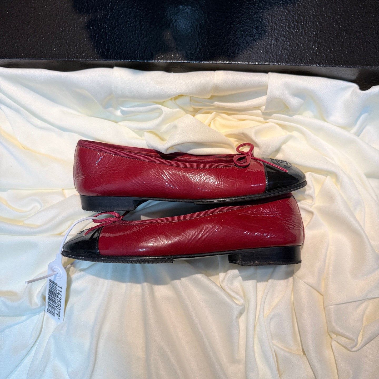 Chanel Chanel Wine Red Double C Bow Shoes Size US 4 / IT 34 - 5 Thumbnail
