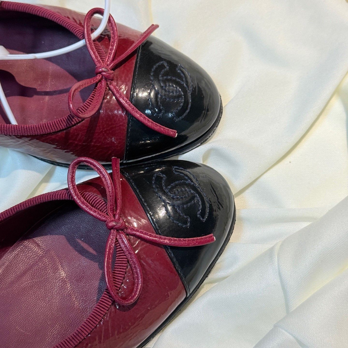 Chanel Chanel Wine Red Double C Bow Shoes Size US 4 / IT 34 - 8 Thumbnail