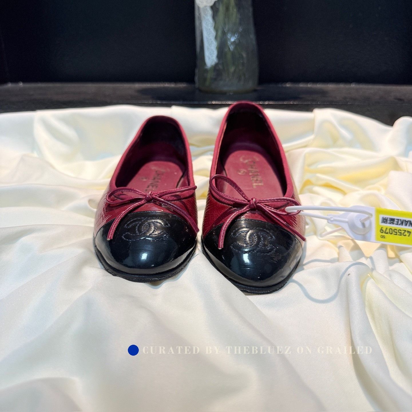 Chanel Chanel Wine Red Double C Bow Shoes Size US 4 / IT 34 - 2 Thumbnail