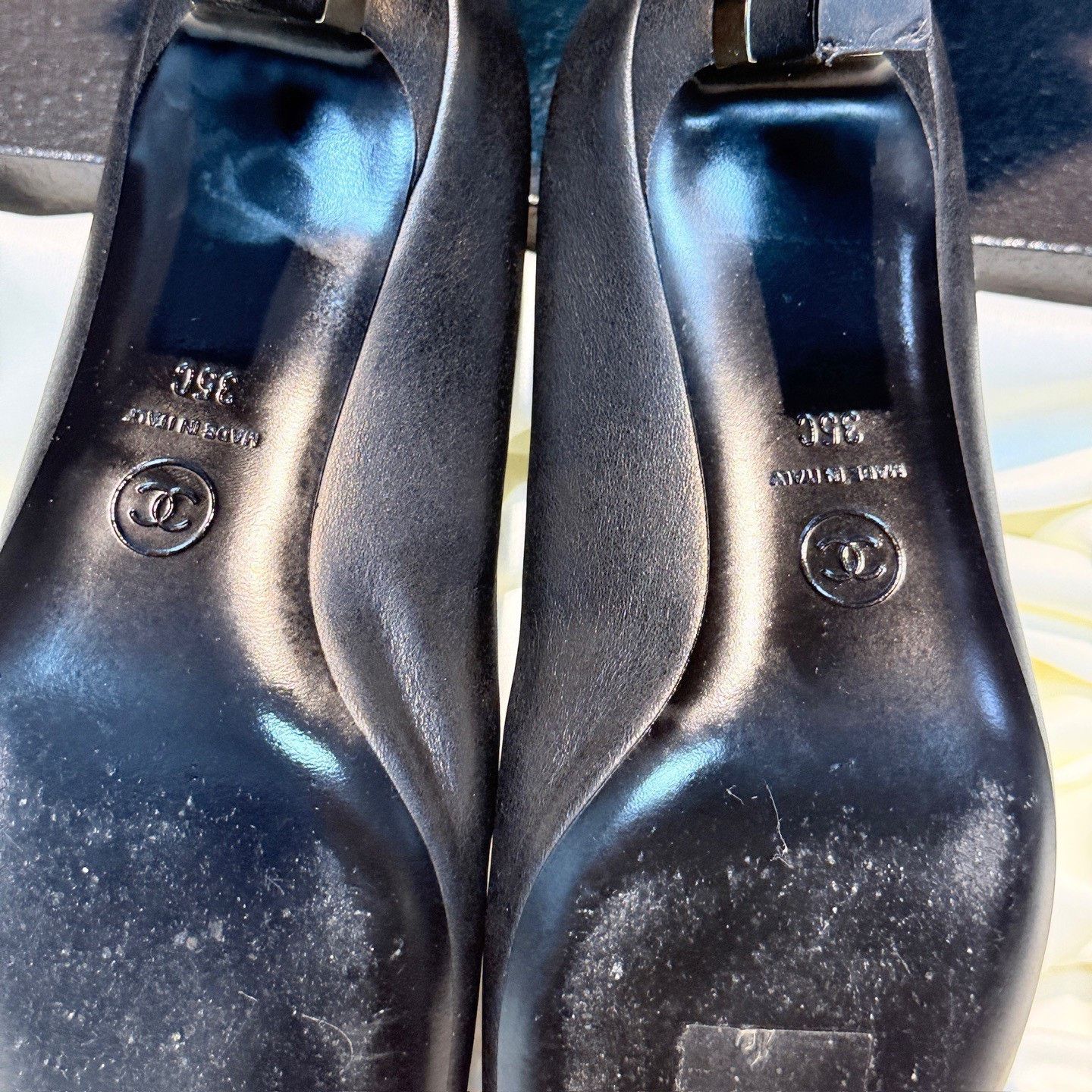 Chanel Chanel Black Double C Gold Mary Jane Heels Size US 4 / IT 34 - 7 Thumbnail