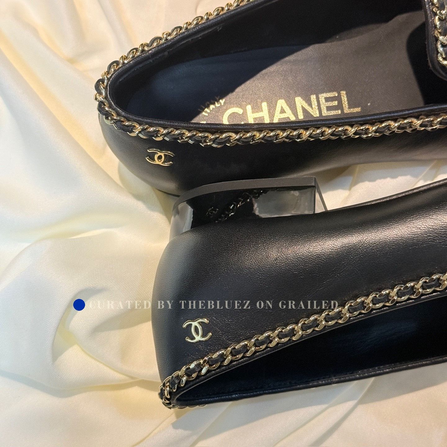 Chanel Chanel Black Gold Chain Double C Loafers Size US 4.5 / IT 34.5 - 8 Thumbnail