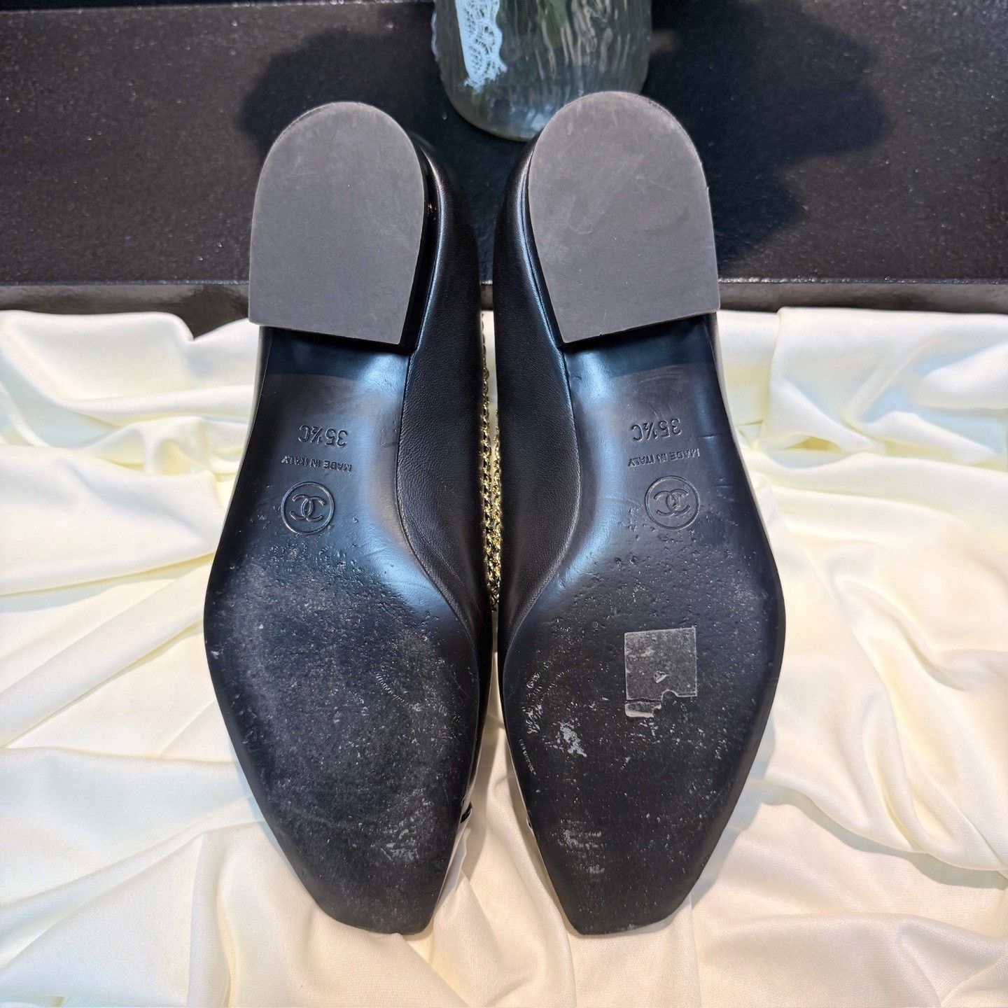 Chanel Chanel Black Gold Chain Double C Loafers Size US 4.5 / IT 34.5 - 6 Thumbnail