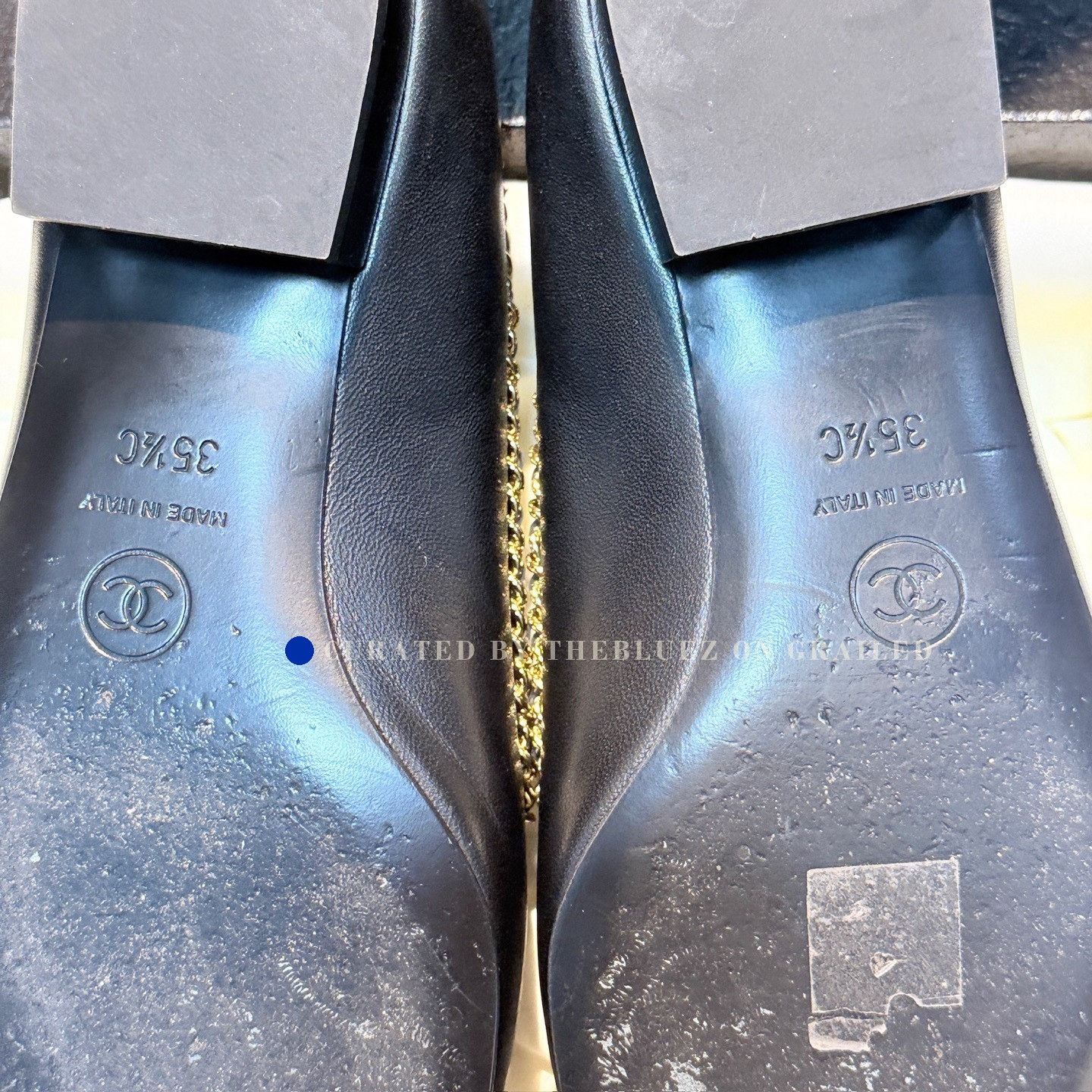 Chanel Chanel Black Gold Chain Double C Loafers Size US 4.5 / IT 34.5 - 7 Thumbnail