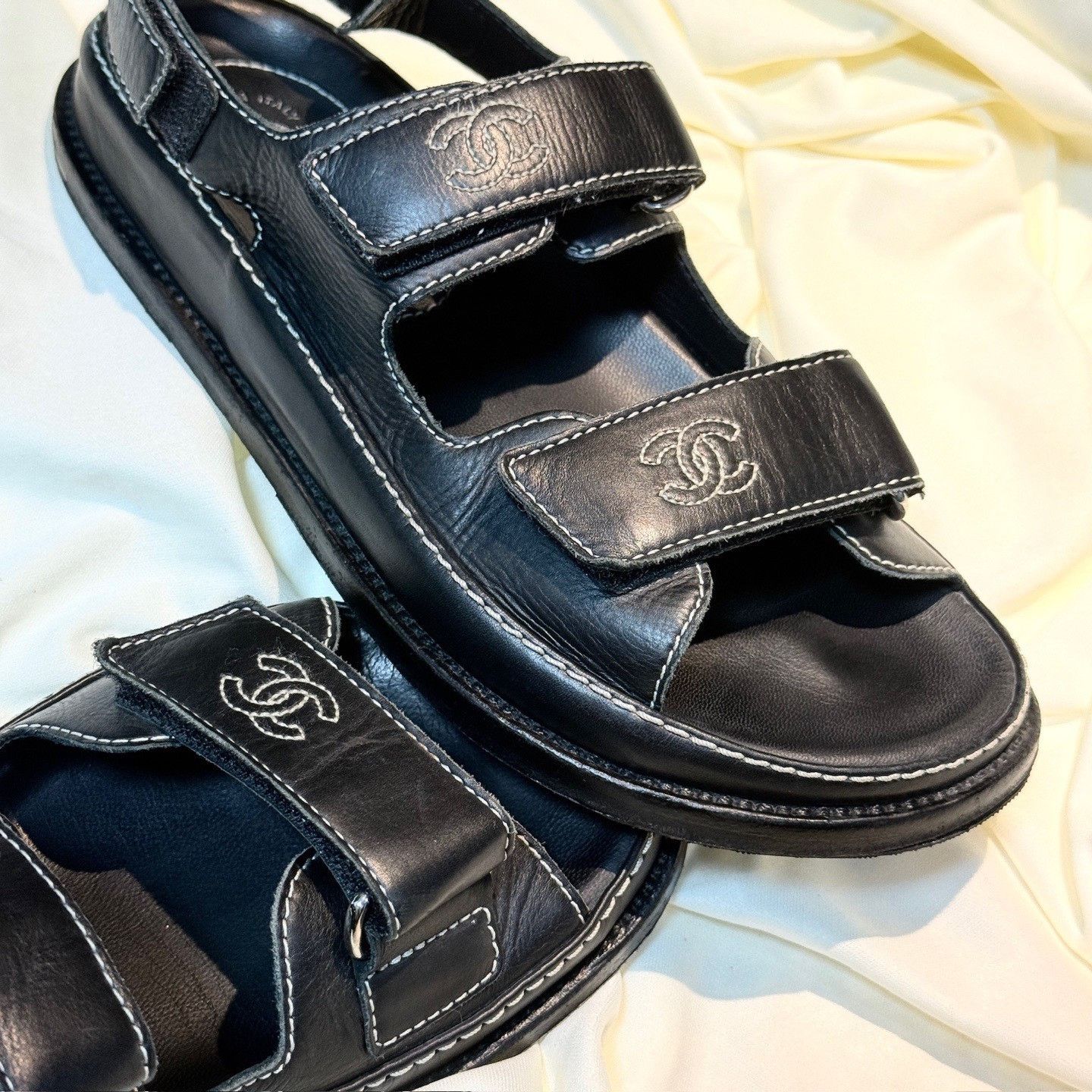 Chanel Chanel Double C Velcro Sandals Size US 4.5 / IT 34.5 - 7 Thumbnail