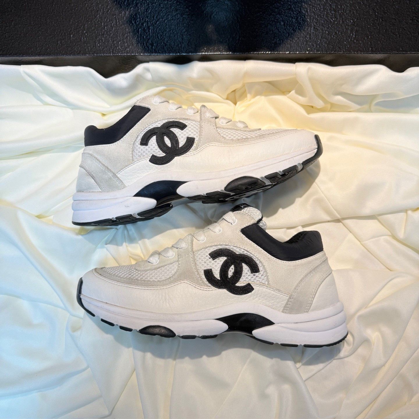 Chanel Chanel Black White Panda CC Sneakers Size US 6.5 / IT 36.5 - 5 Thumbnail