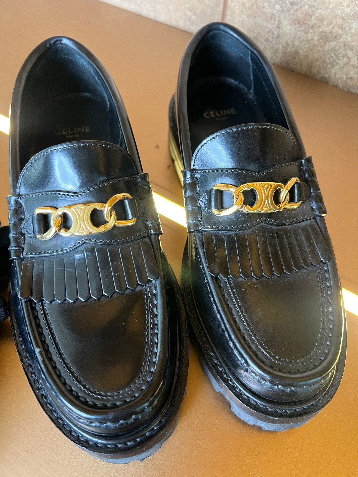 Celine Celine Triomphe Leather Loafer Size US 4 / IT 34 - 2 Thumbnail