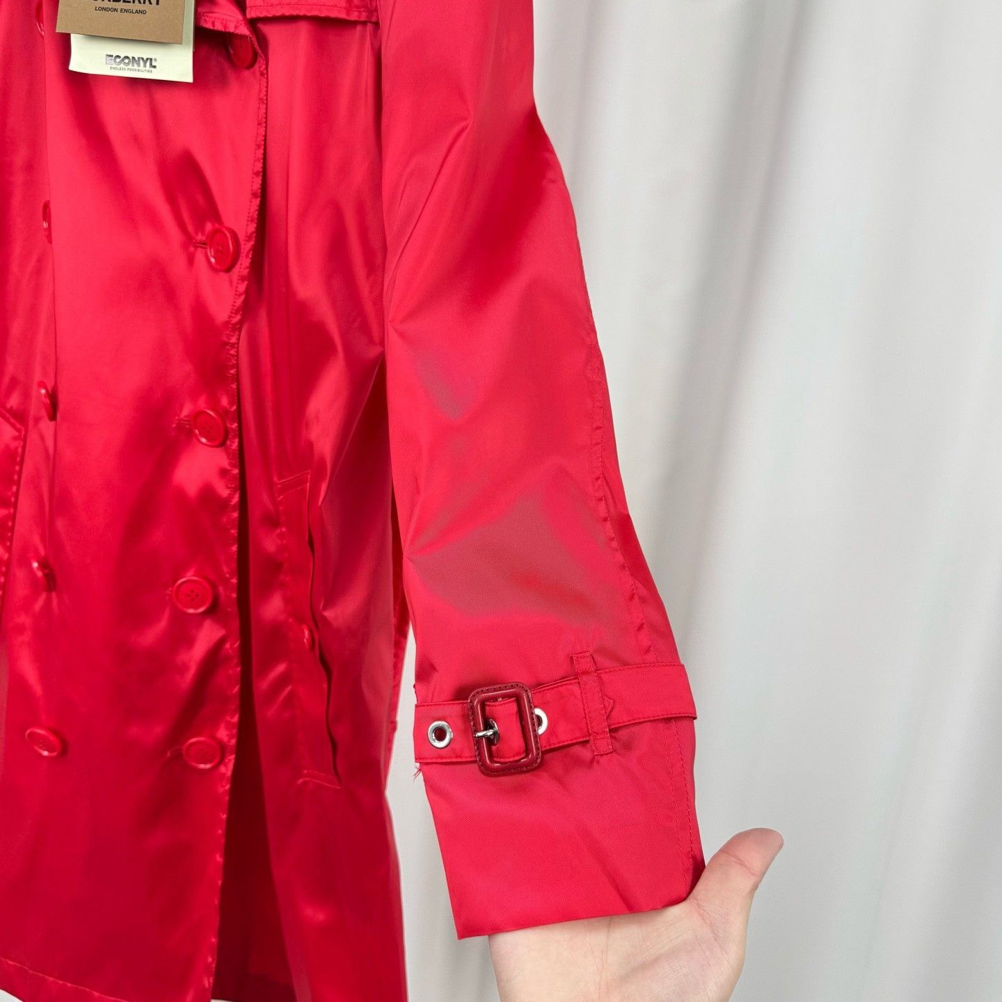 Burberry Burberry Red Double-Breasted Nylon Trench Coat Size XXS / US 00 / IT 34 - 4 Thumbnail