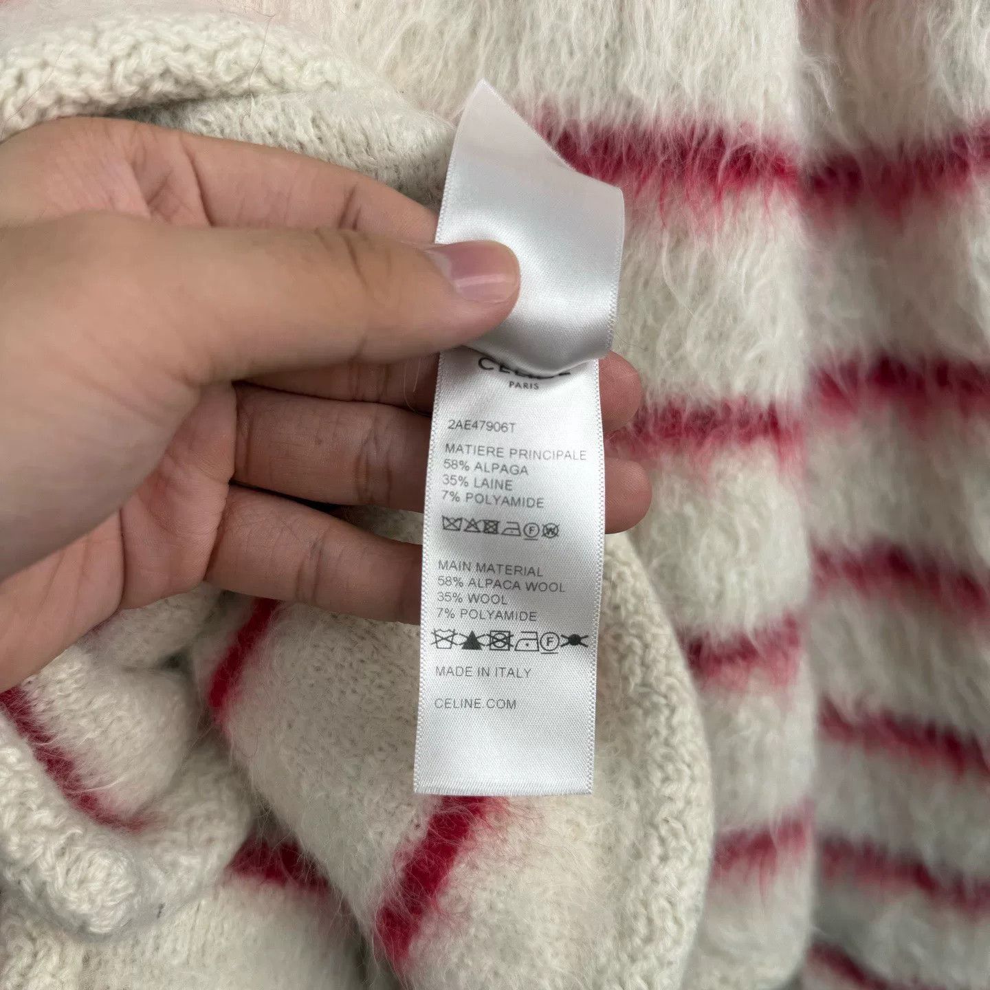 Celine Celine Mohair Red White Stripe Coat Size S / US 4 / IT 40 - 5 Thumbnail