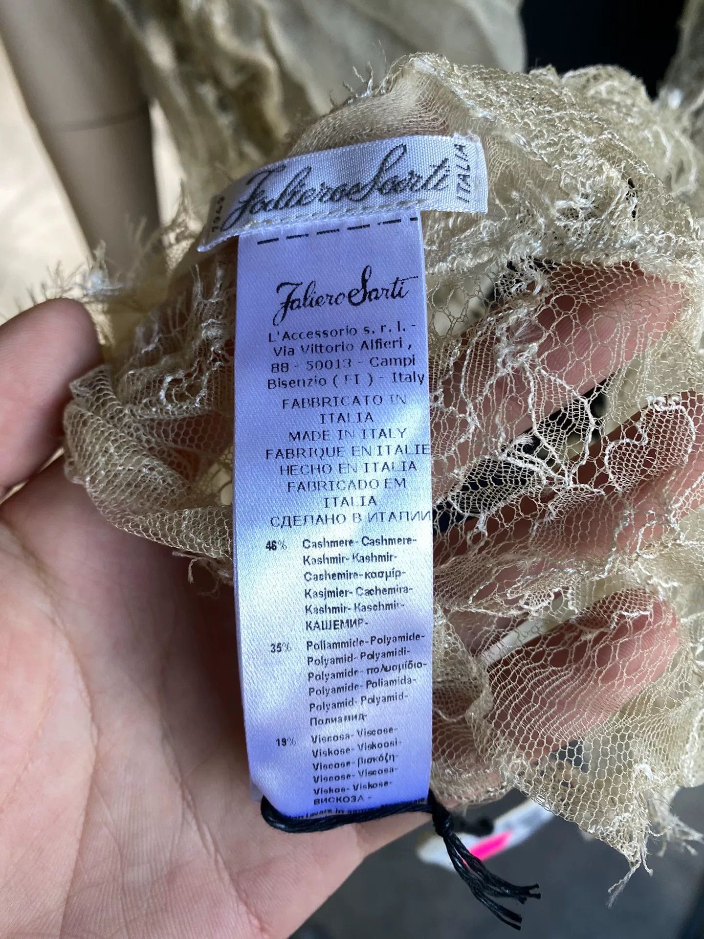 Faliero Sarti Faliero Sarti Women's Cashmere Lace Scarf Size ONE SIZE - 6 Thumbnail
