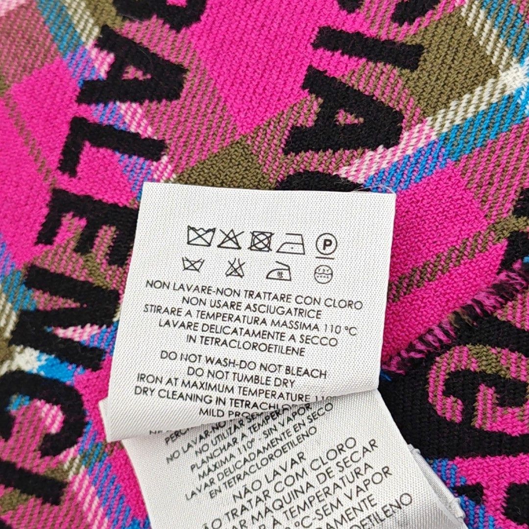Balenciaga Balenciaga Plaid Logo Wool Scarf Size ONE SIZE - 5 Thumbnail