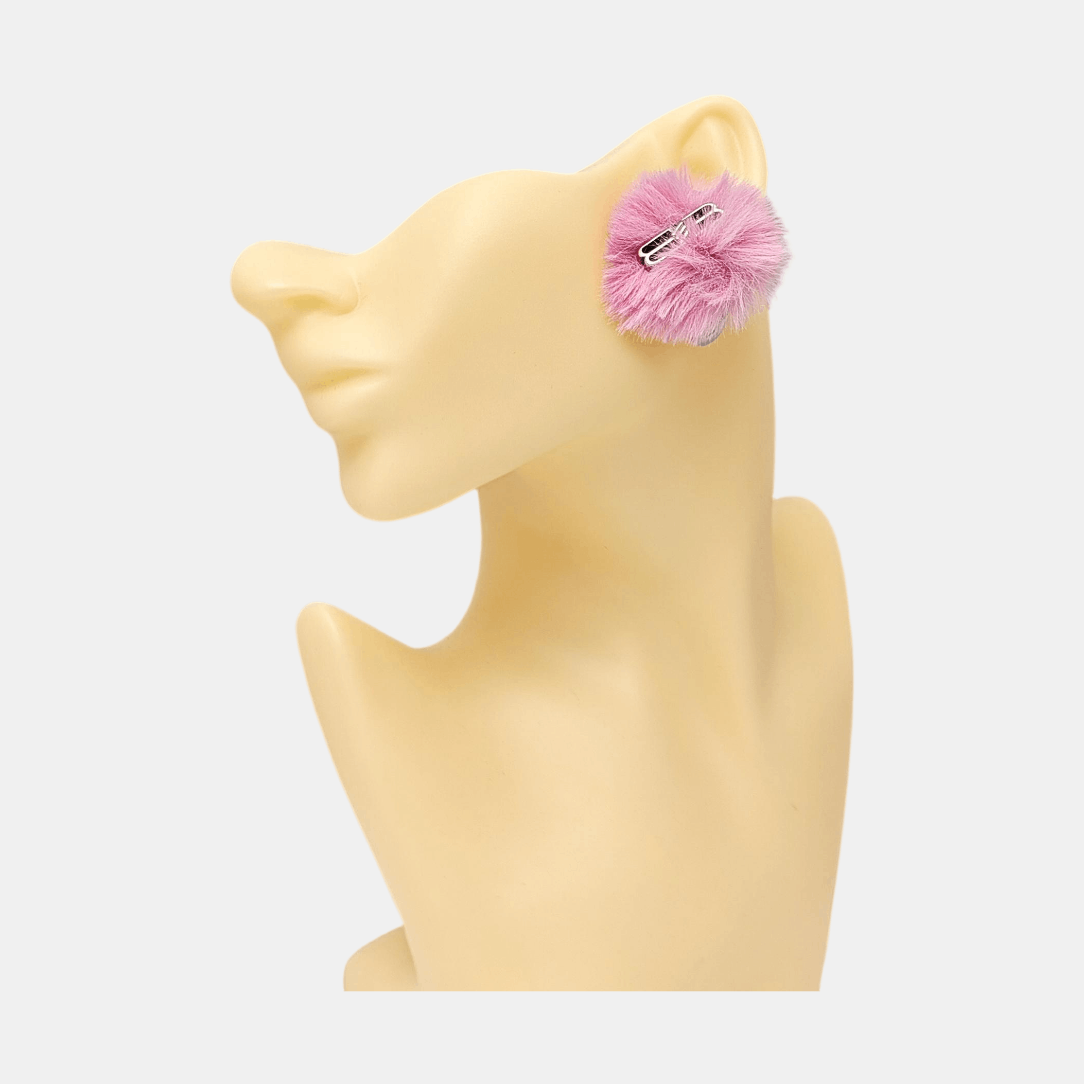 Balenciaga Balenciaga Pink Fur Alloy Earrings Size ONE SIZE - 2 Thumbnail