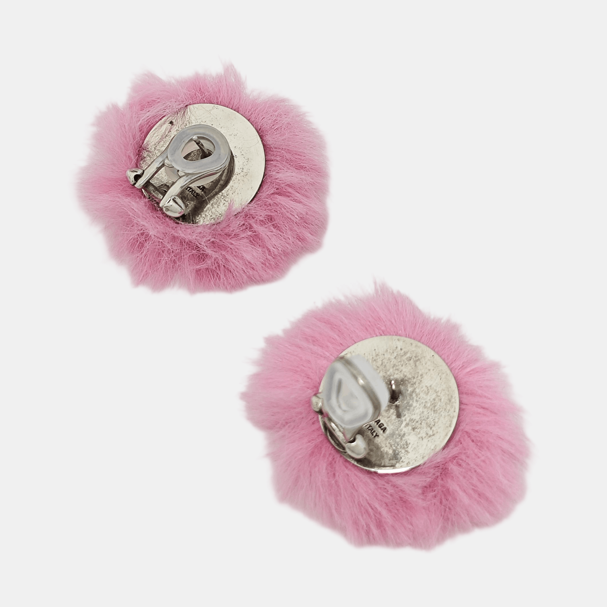 Balenciaga Balenciaga Pink Fur Alloy Earrings Size ONE SIZE - 3 Thumbnail