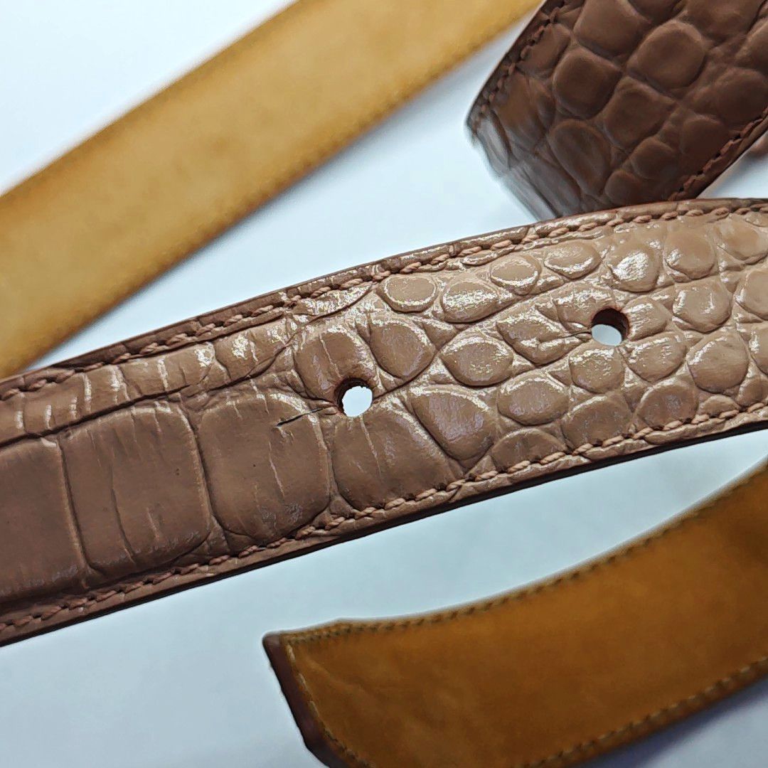 Balenciaga Balenciaga Pink Croc Embossed BB Belt One Size Size ONE SIZE - 7 Thumbnail