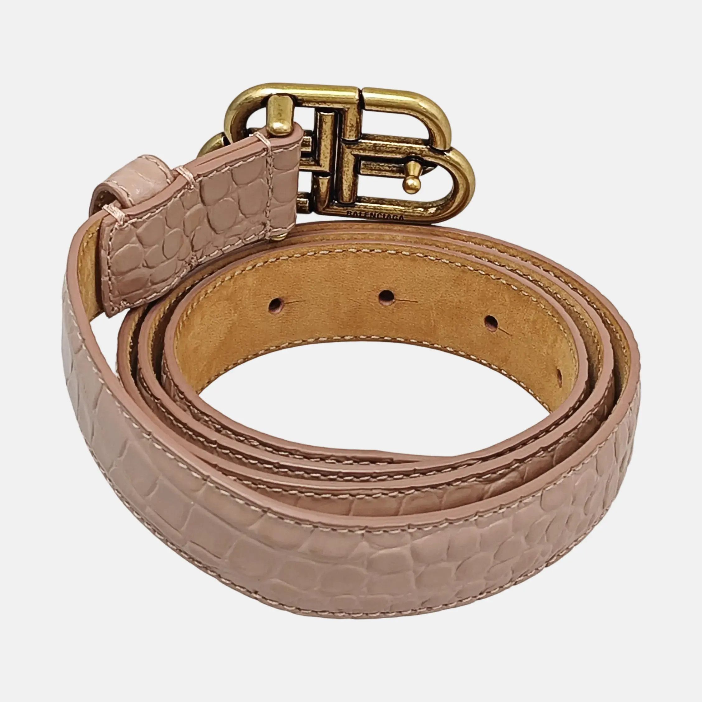 Balenciaga Balenciaga Pink Croc Embossed BB Belt One Size Size ONE SIZE - 2 Thumbnail