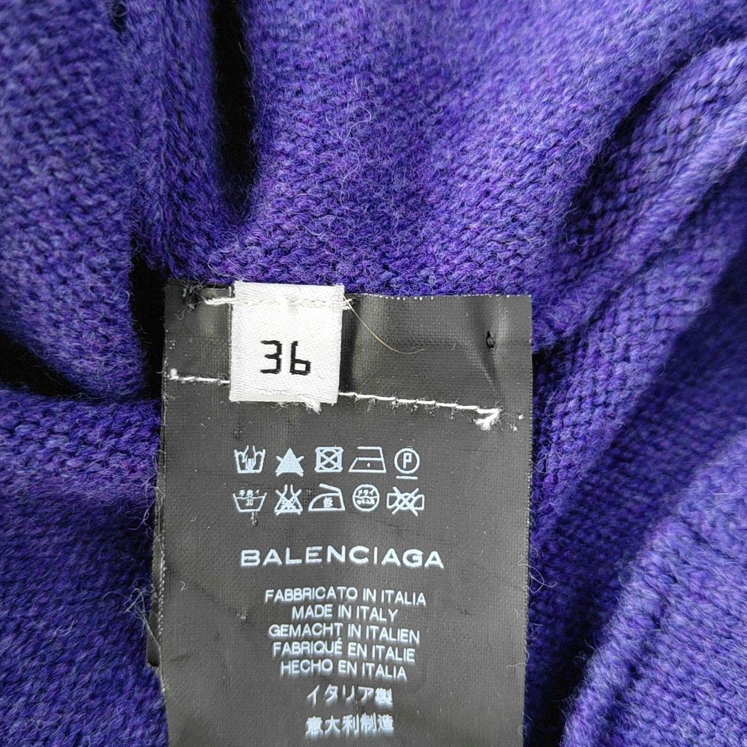 Balenciaga Balenciaga Purple Wool Long Sleeve Mini Dress Size 36 Size XS / US 0-2 / IT 36-38 - 4 Thumbnail