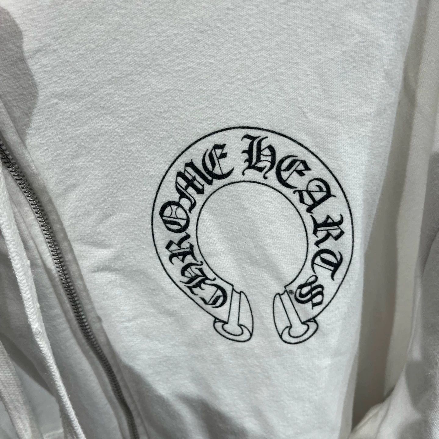 Chrome Hearts White Zip-Up Hoodie with Printed Sleeves and Chest Logo Size US XL / EU 56 / 4 - 4 Thumbnail
