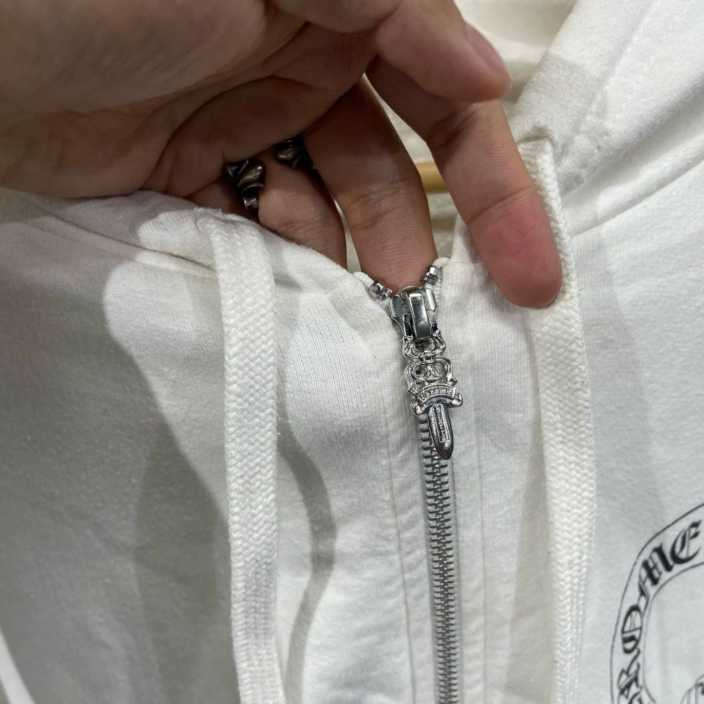 Chrome Hearts White Zip-Up Hoodie with Printed Sleeves and Chest Logo Size US XL / EU 56 / 4 - 5 Thumbnail