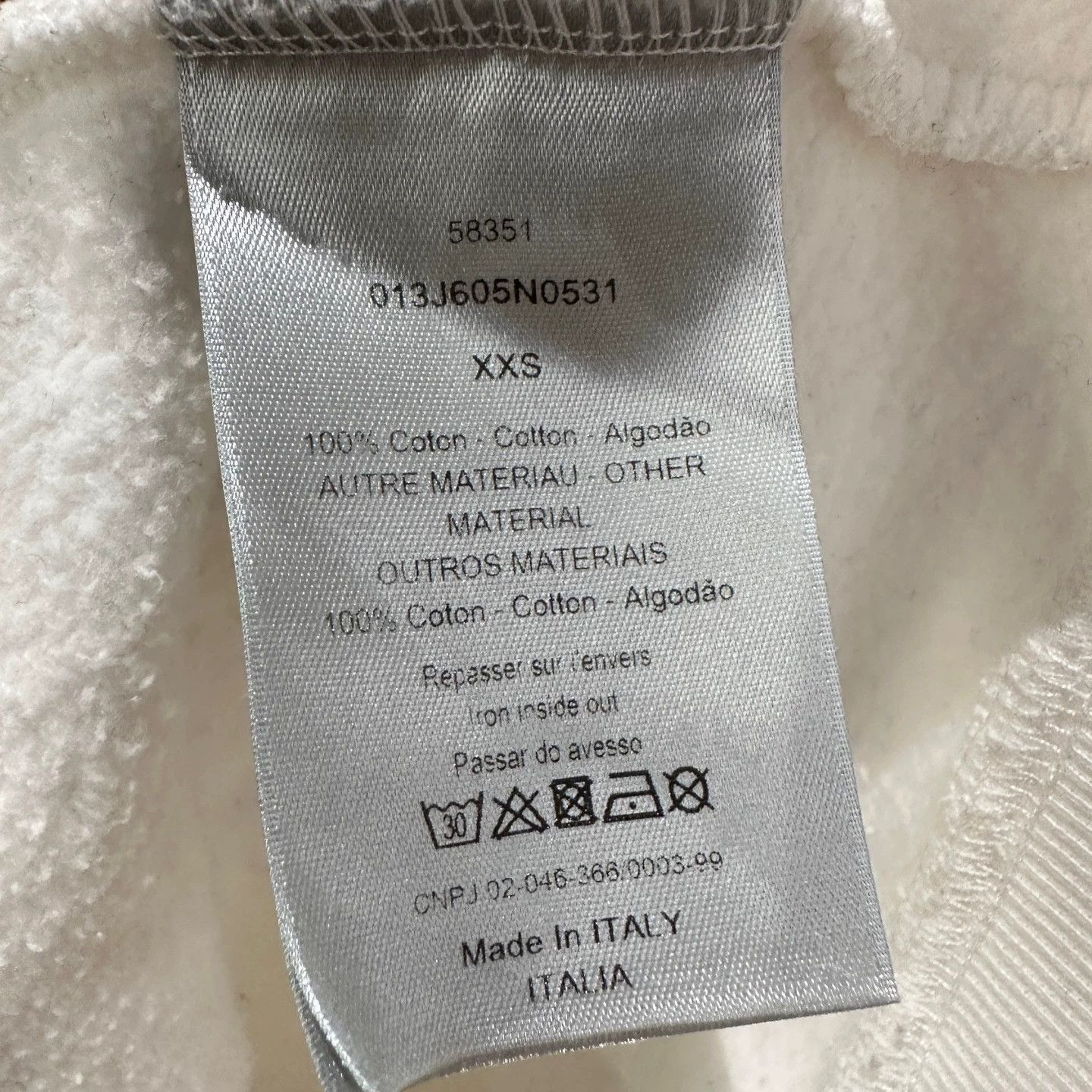 Dior White Hoodie with Black Graphic Crossbody Design Size US XXS / EU 40 - 4 Thumbnail