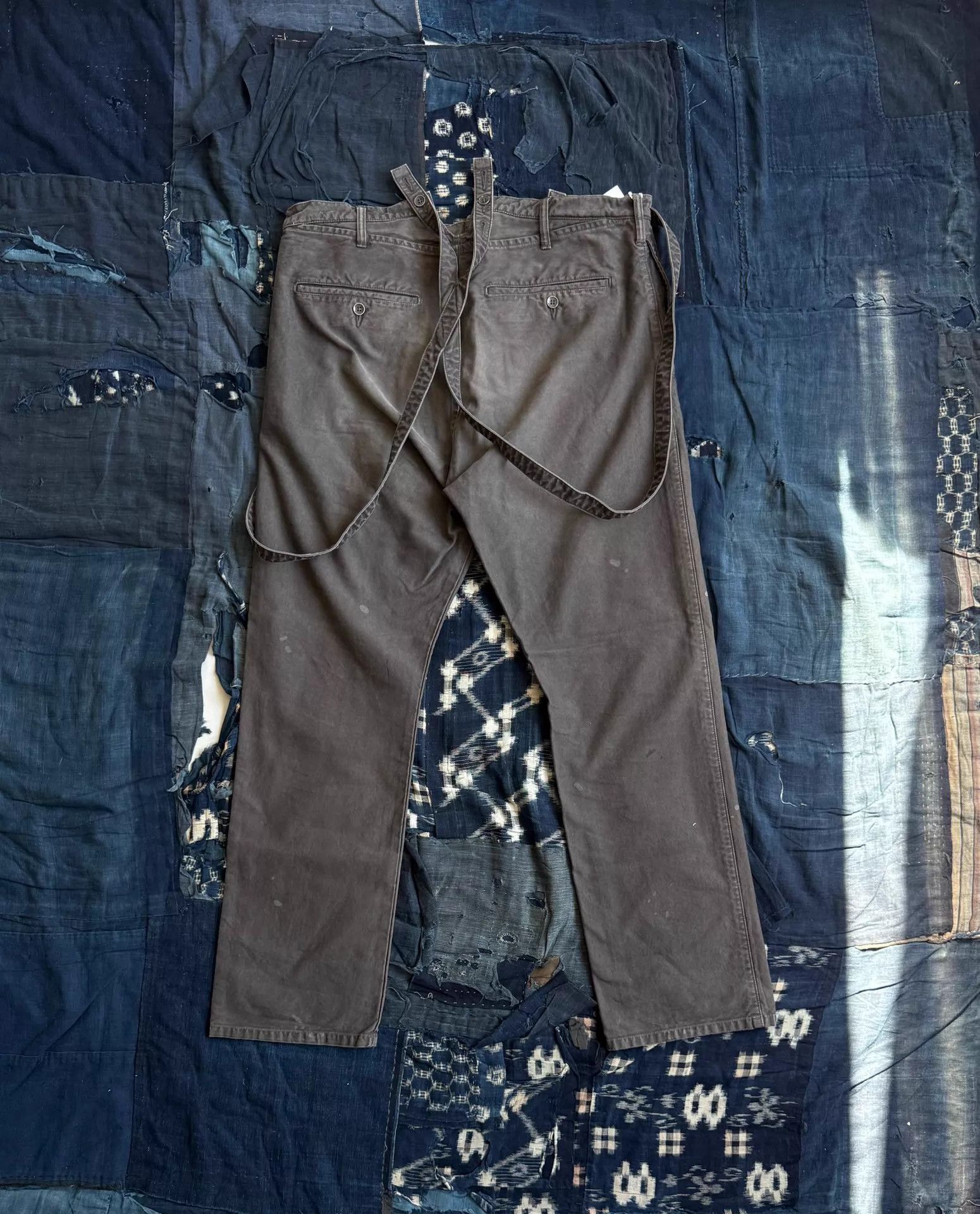 Visvim Gray Distressed Casual Pants with Suspenders Size 32 Size US 32 / EU 48 - 2 Thumbnail