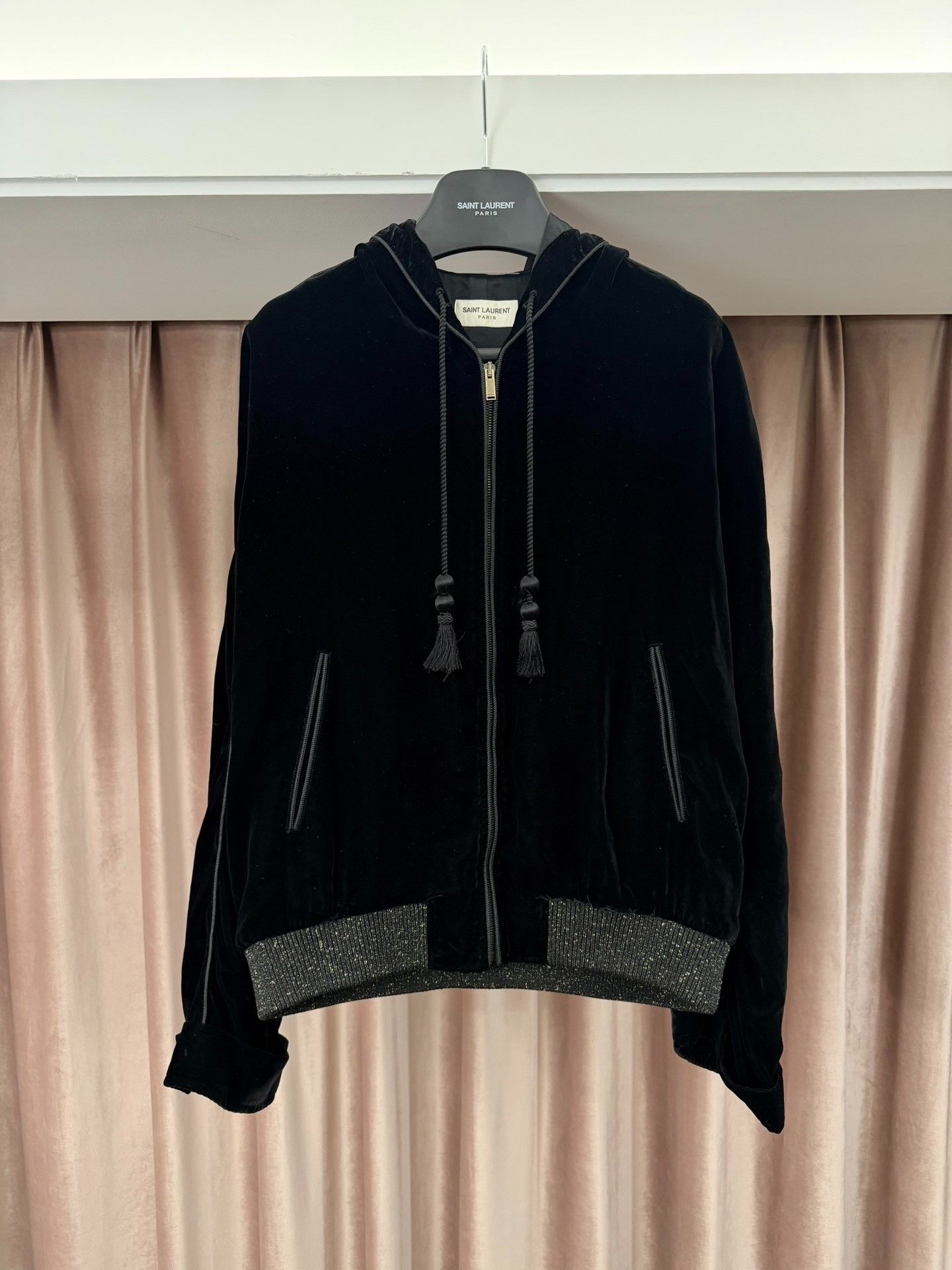 Saint Laurent Paris Saint Laurent Velvet Tassel Zip Jacket Size 48 Size US M / EU 48-50 / 2 - 2 Thumbnail