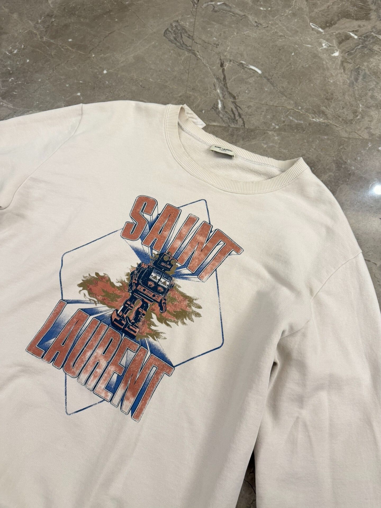 Saint Laurent Paris Saint Laurent Robot Graphic Sweatshirt Size L Size US L / EU 52-54 / 3 - 2 Thumbnail