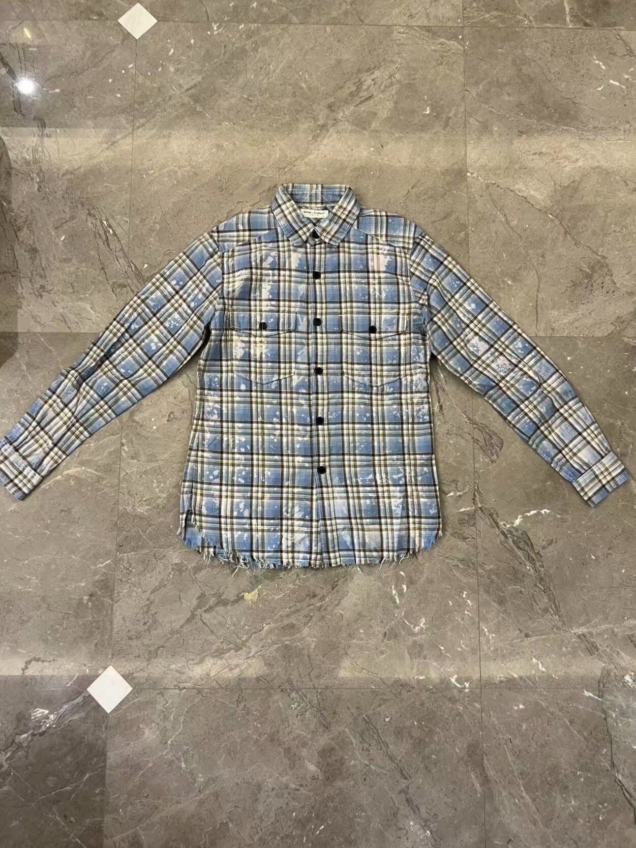 Saint Laurent Paris Saint Laurent Bleach Splatter Plaid Shirt Size S Size US S / EU 44-46 / 1 - 2 Thumbnail