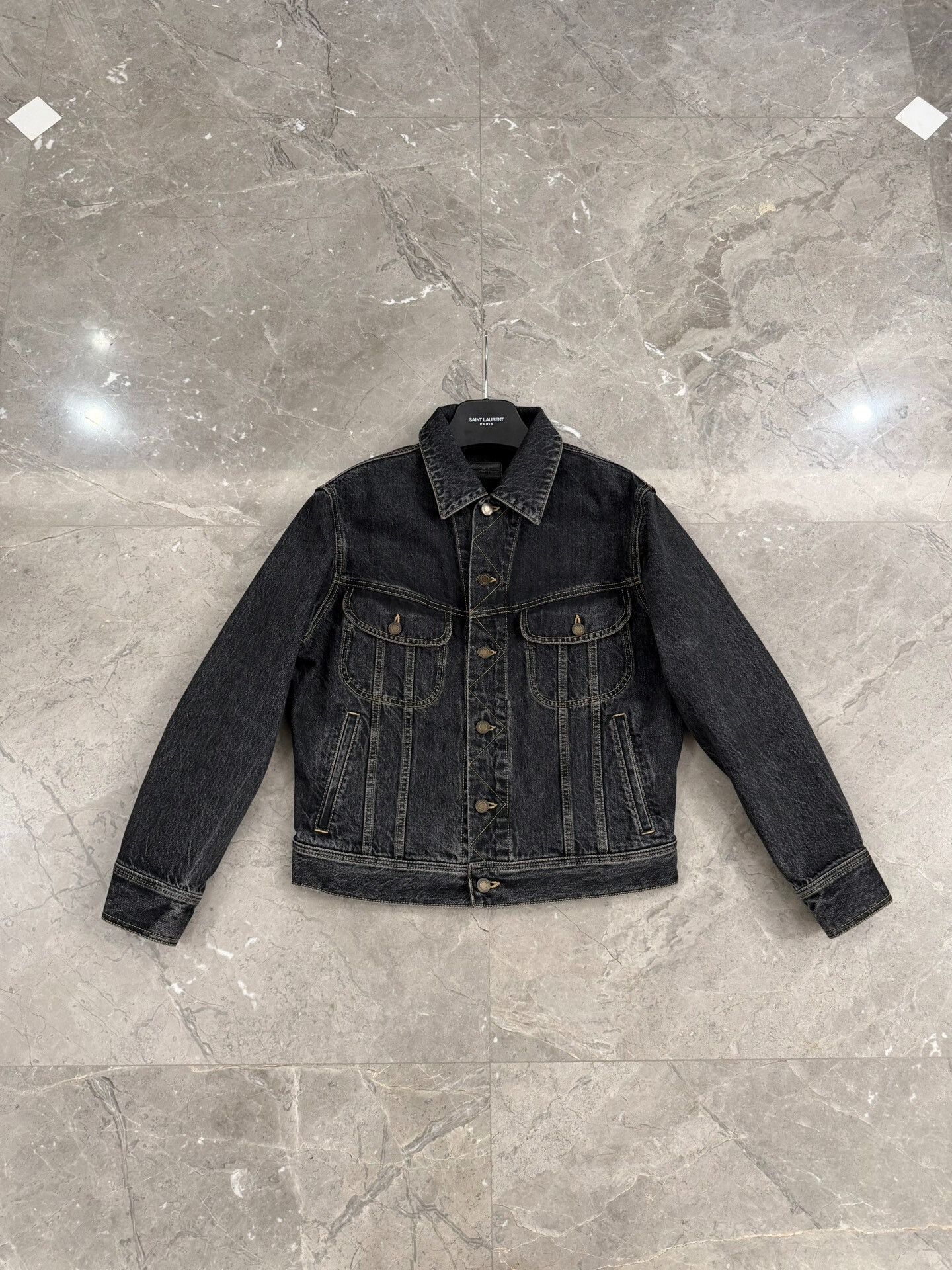 Saint Laurent Paris Saint Laurent Washed Denim Jacket Size S Size US S / EU 44-46 / 1 - 3 Thumbnail