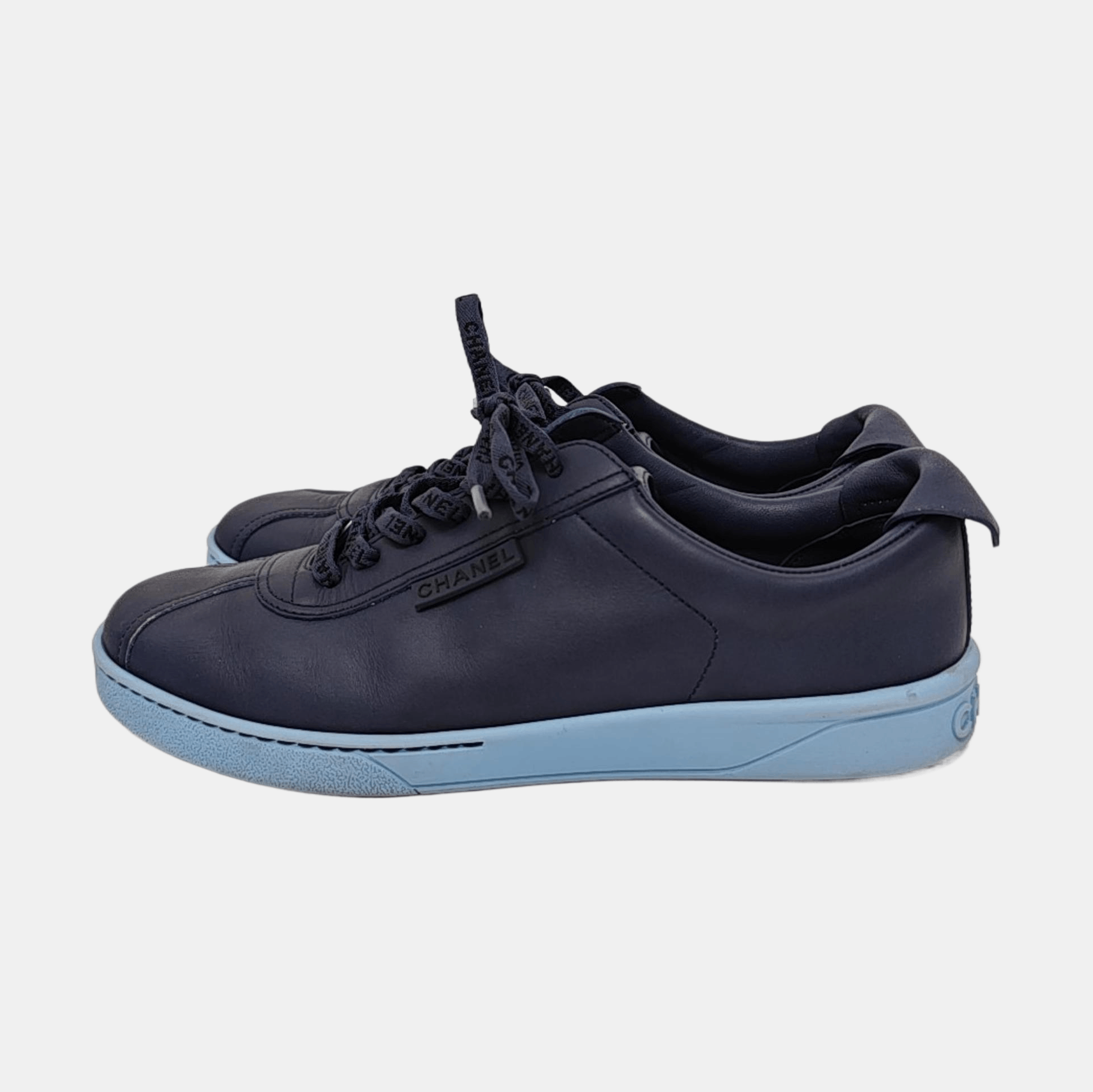 Chanel CHANEL Leather Logo Low-Top Sneakers Size 39.5 Size US 6.5 / EU 39-40 - 6 Thumbnail