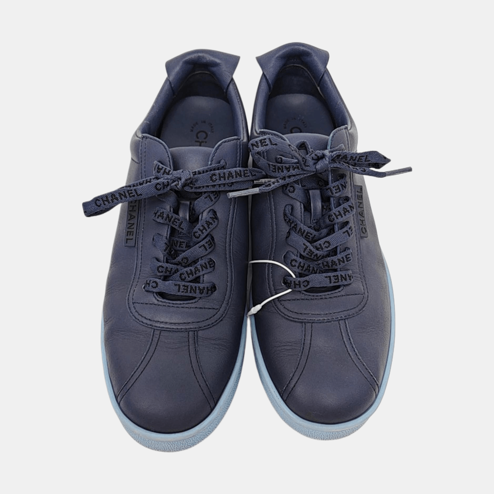 Chanel CHANEL Leather Logo Low-Top Sneakers Size 39.5 Size US 6.5 / EU 39-40 - 3 Thumbnail