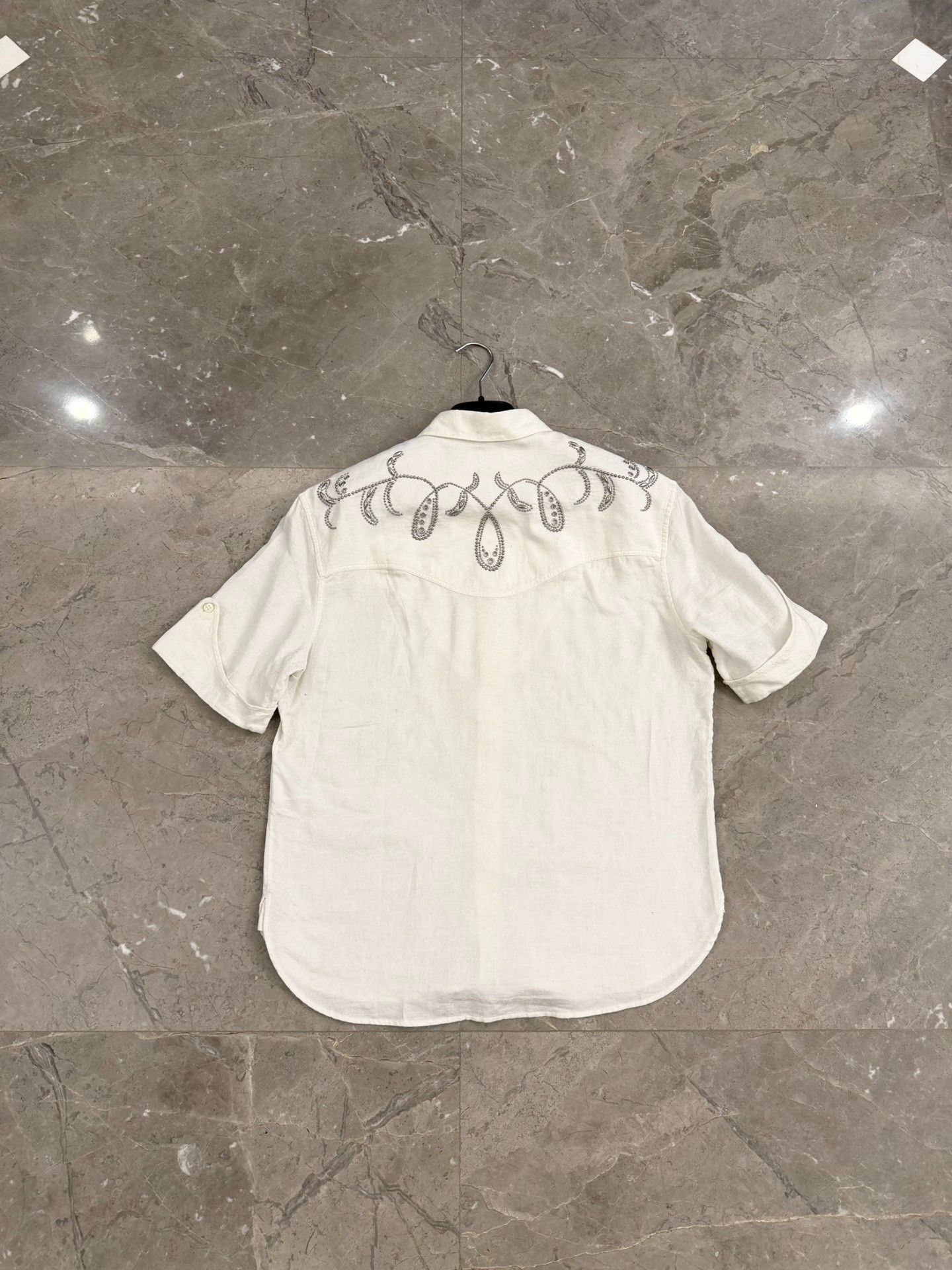 Saint Laurent Paris Saint Laurent Brass Studded Short Sleeve Shirt Size M Size US M / EU 48-50 / 2 - 3 Thumbnail