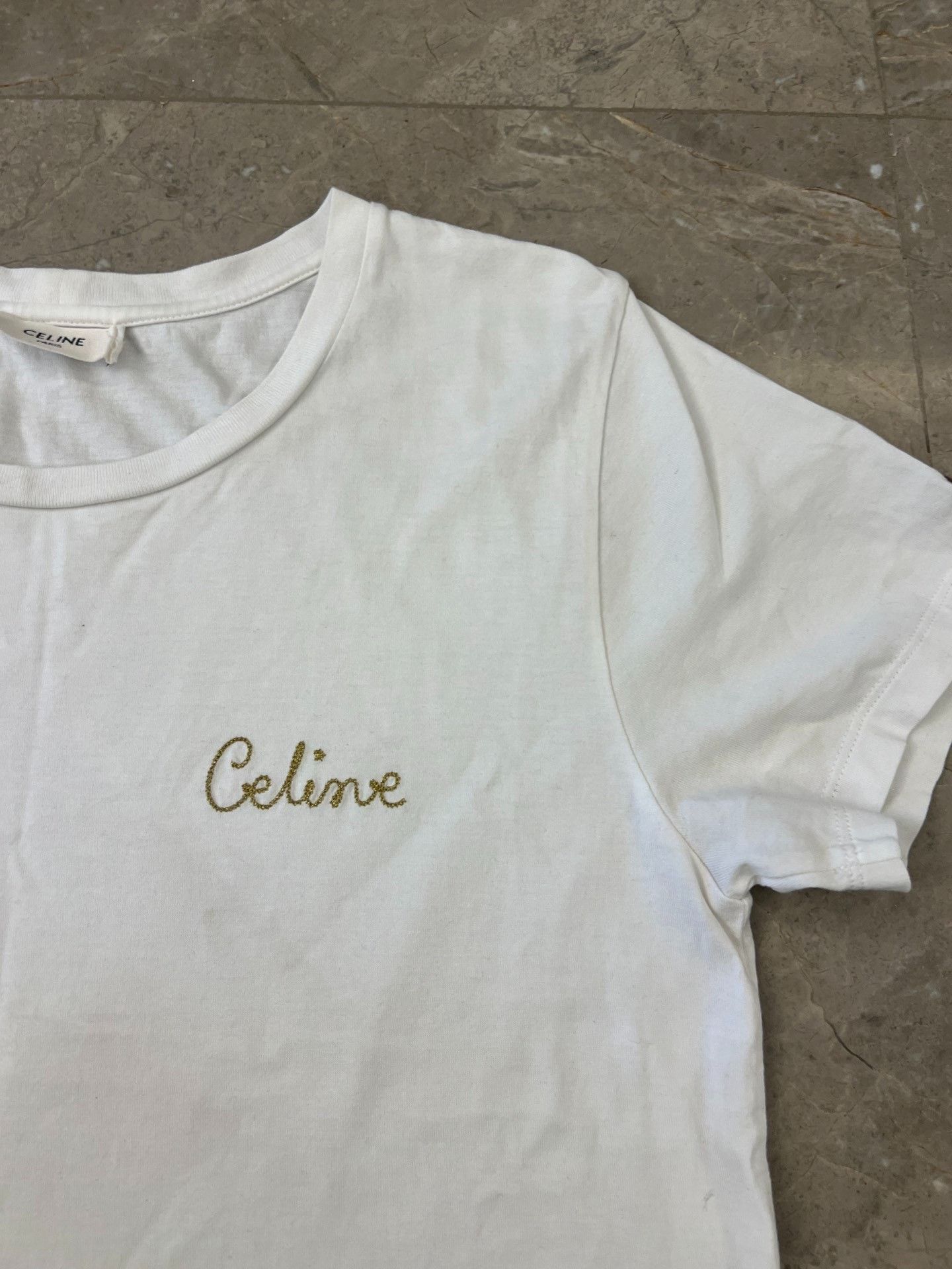 Celine Celine Gold Logo Short Sleeve T-Shirt Size M Size M / US 6-8 / IT 42-44 - 3 Thumbnail
