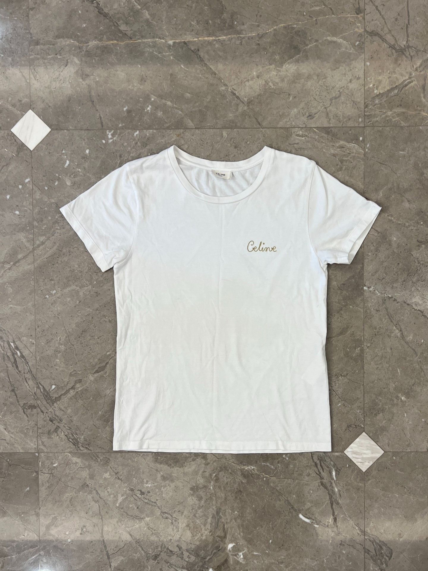 Celine Celine Gold Logo Short Sleeve T-Shirt Size M Size M / US 6-8 / IT 42-44 - 2 Thumbnail
