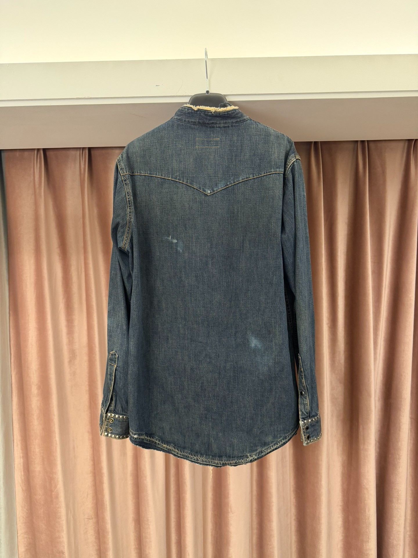 Saint Laurent Paris Saint Laurent Studded Distressed Denim Shirt XL Size US XL / EU 56 / 4 - 4 Thumbnail