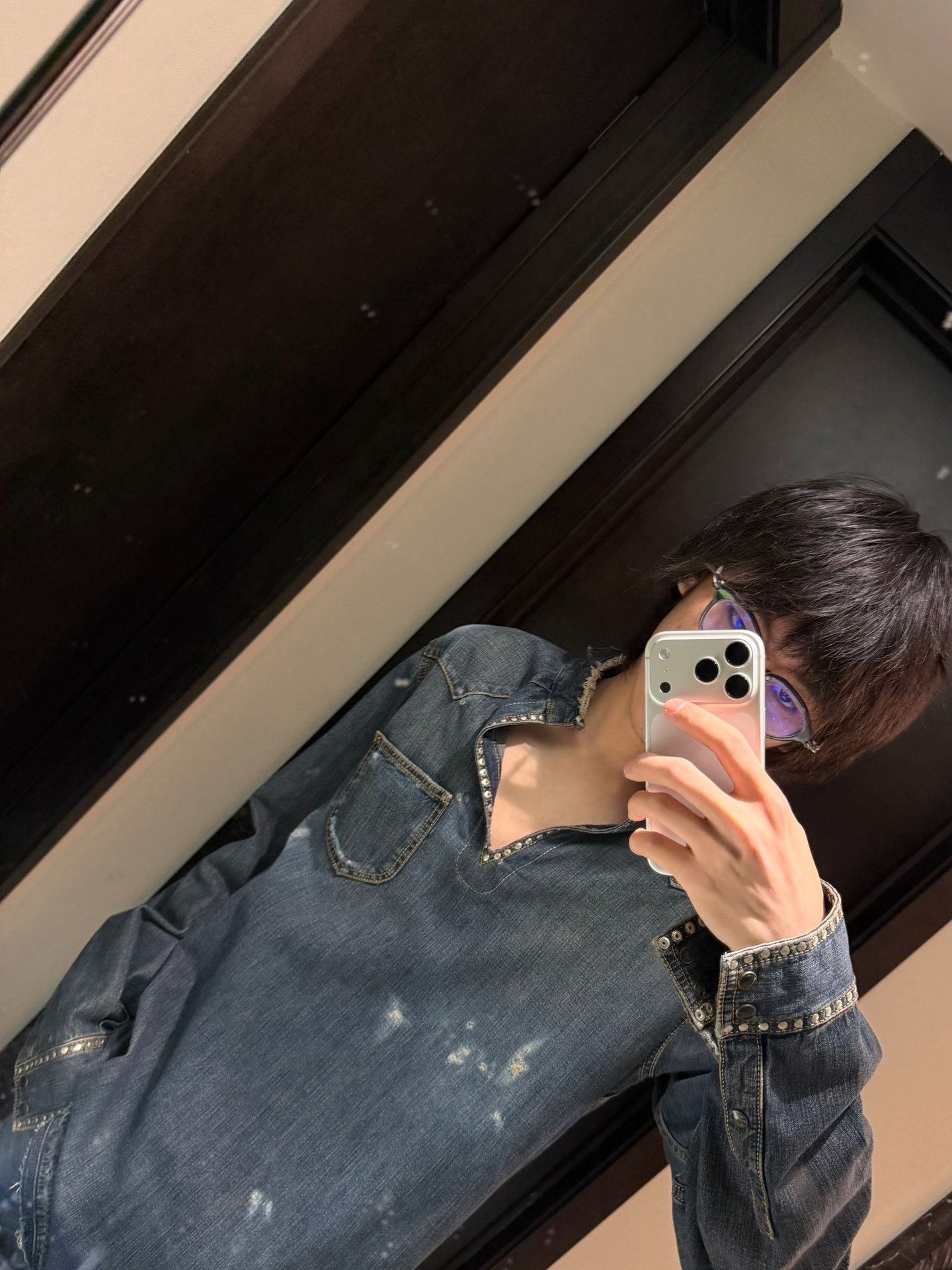 Saint Laurent Paris Saint Laurent Studded Distressed Denim Shirt XL Size US XL / EU 56 / 4 - 10 Thumbnail