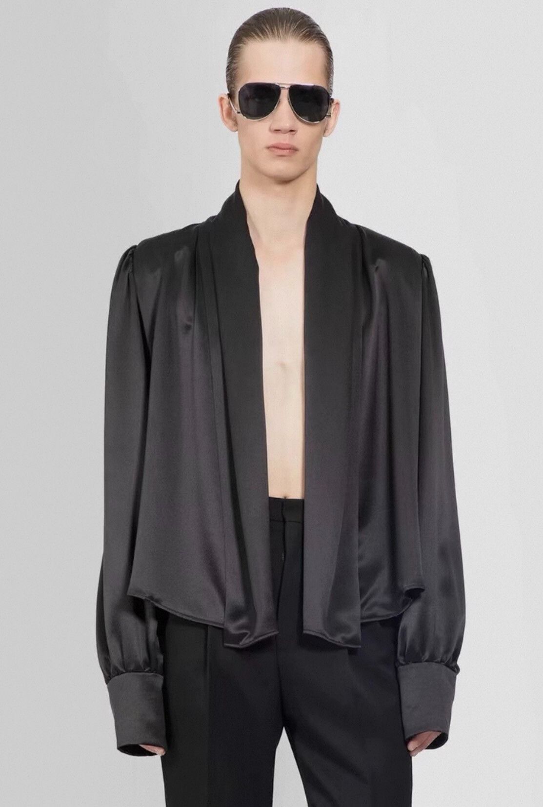 Saint Laurent Paris Saint Laurent Silk Satin Shawl Collar Shirt Size S Size US S / EU 44-46 / 1 - 10 Thumbnail