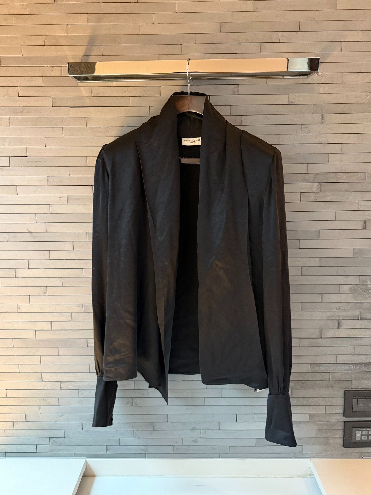 Saint Laurent Paris Saint Laurent Silk Satin Shawl Collar Shirt Size S Size US S / EU 44-46 / 1 - 2 Thumbnail