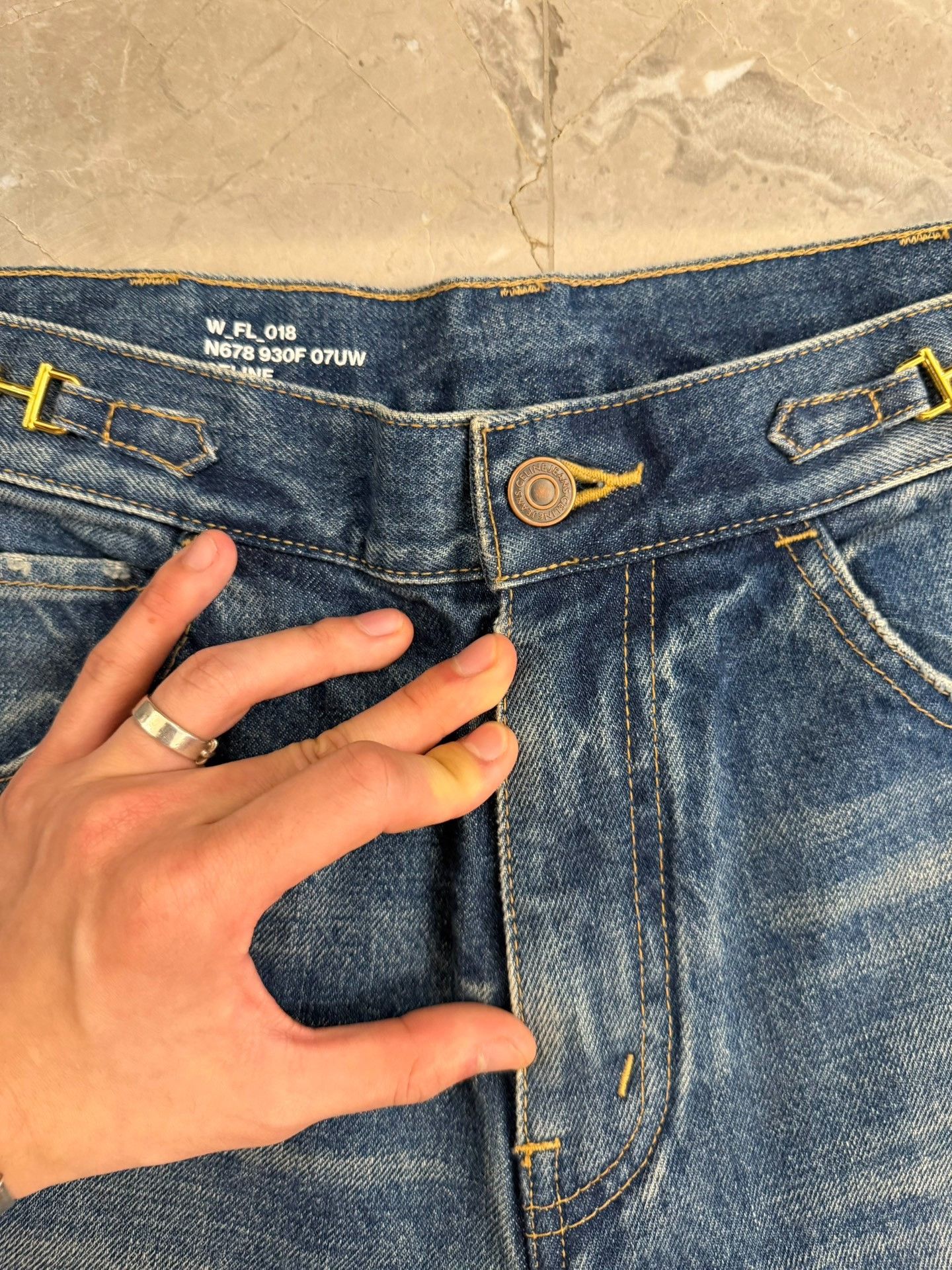 Celine Celine Triomphe Buckle Denim Jeans Size 27 Size US 27 - 6 Thumbnail