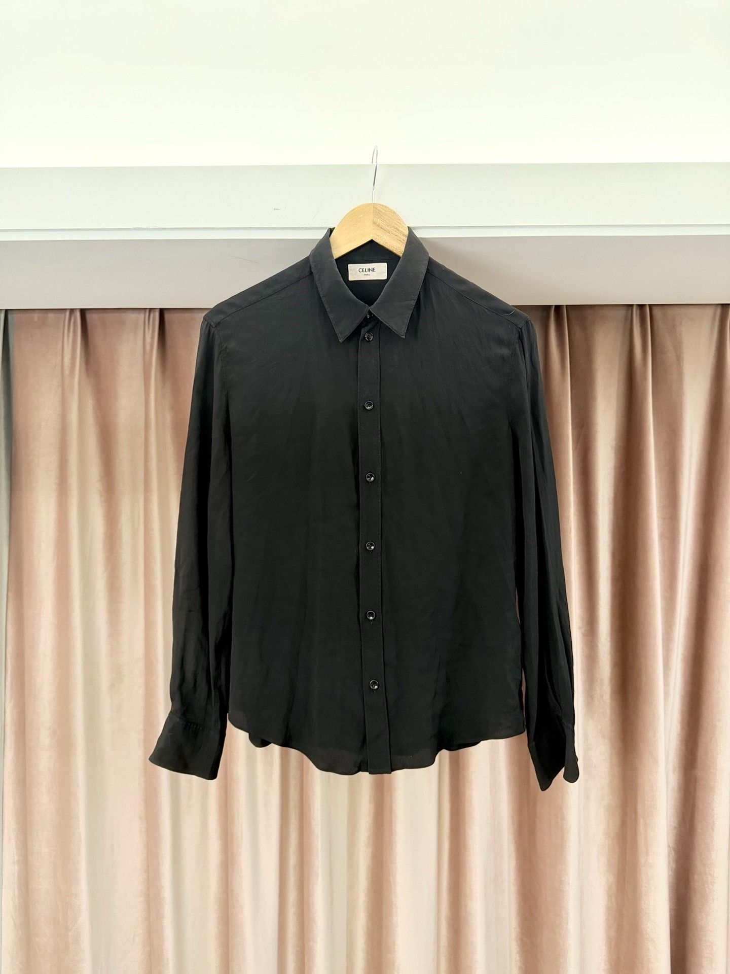 Celine Celine Black Silk Button Up Shirt Size M Size US M / EU 48-50 / 2 - 2 Thumbnail