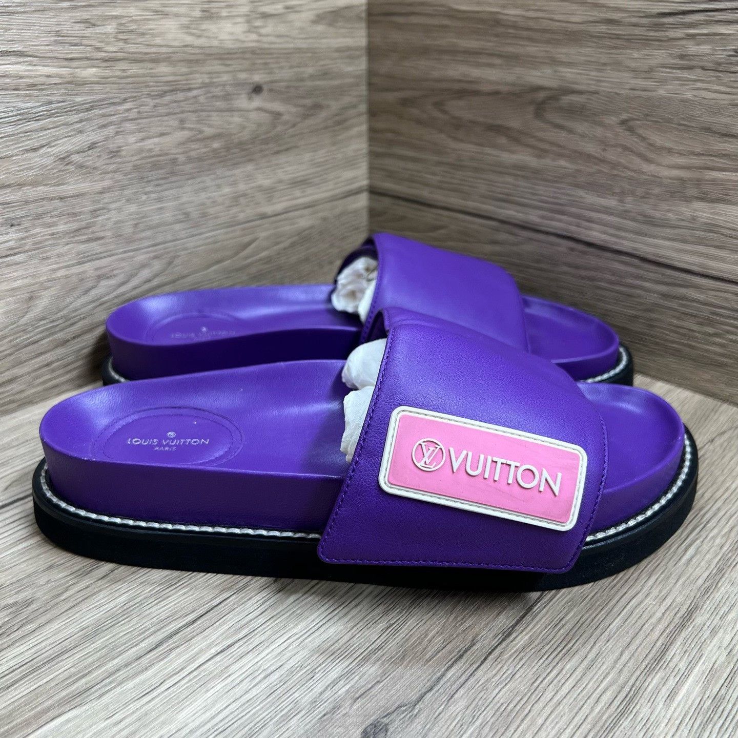 Louis Vuitton Louis Vuitton Comfort Purple Logo Slides IT 39 Size US 9 / IT 39 - 4 Thumbnail