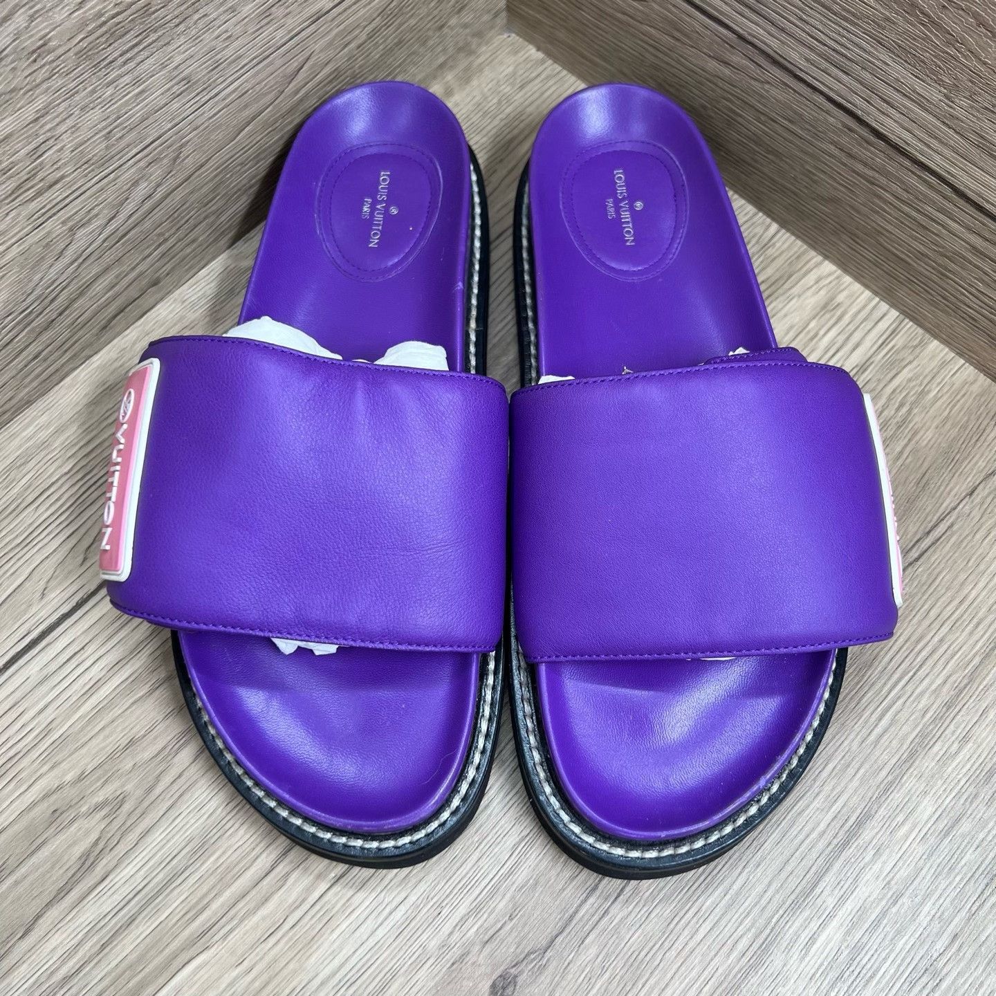 Louis Vuitton Louis Vuitton Comfort Purple Logo Slides IT 39 Size US 9 / IT 39 - 3 Thumbnail