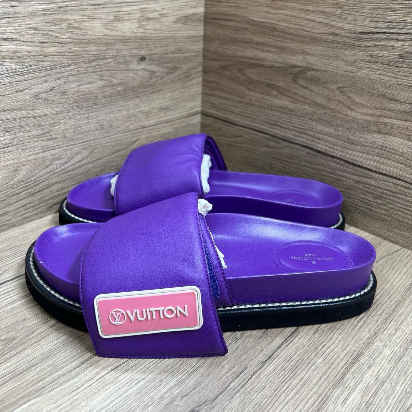 Louis Vuitton Louis Vuitton Comfort Purple Logo Slides IT 39 Size US 9 / IT 39 - 2 Thumbnail