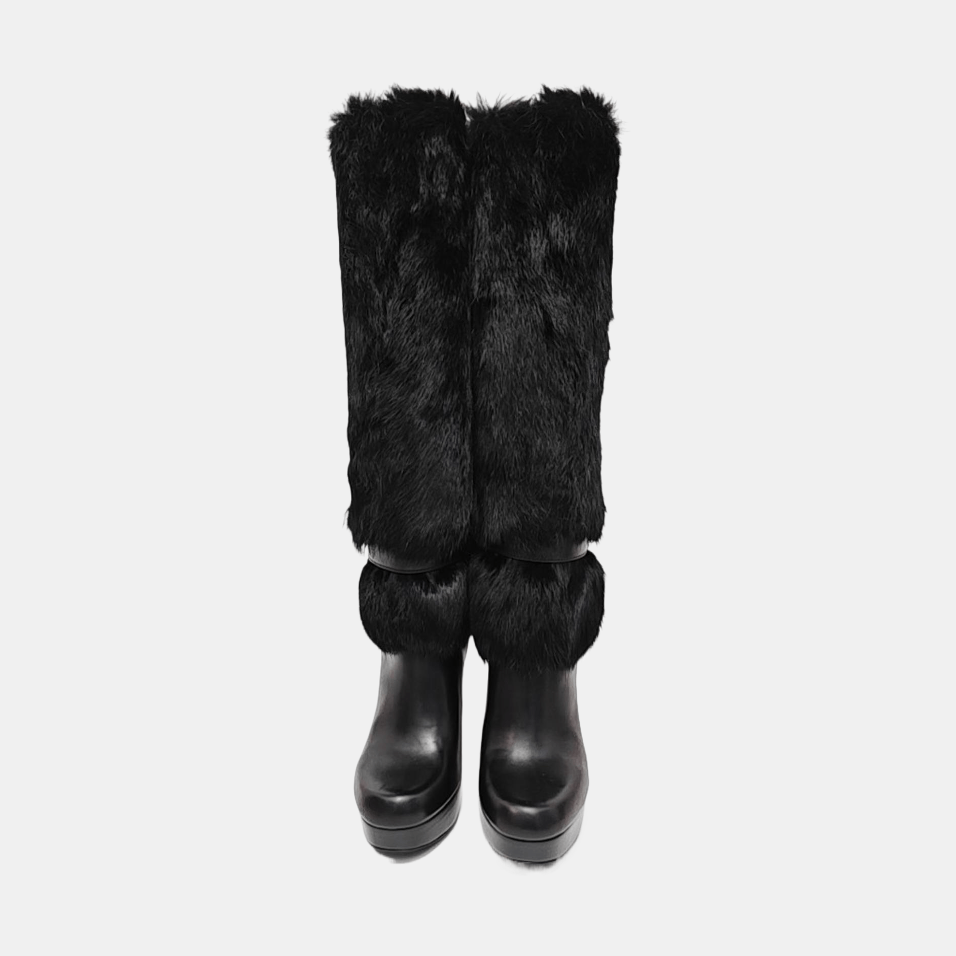 Louis Vuitton Louis Vuitton Black Fur Trim Leather Boots Size 37 Size US 7 / IT 37 - 3 Thumbnail