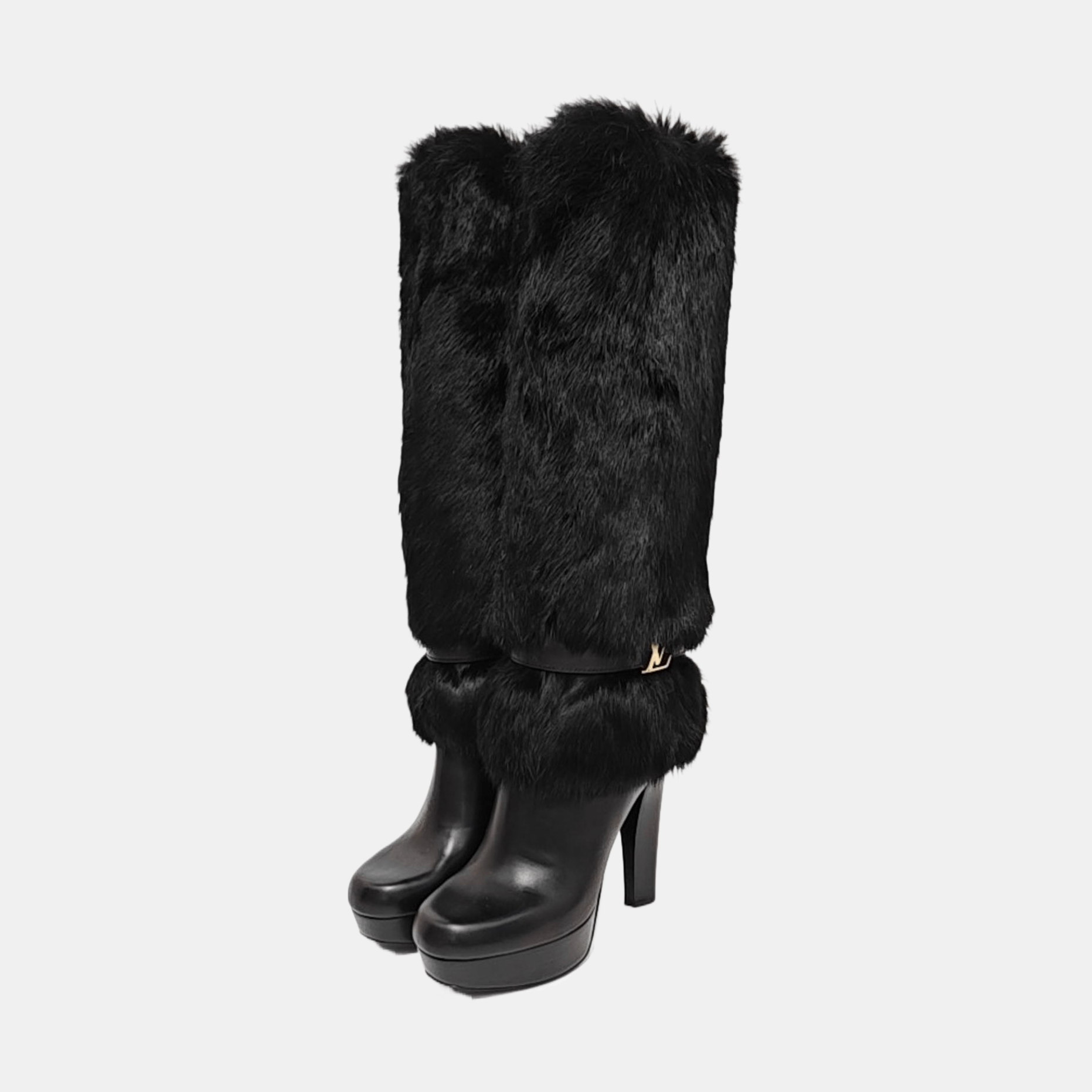 Louis Vuitton Louis Vuitton Black Fur Trim Leather Boots Size 37 Size US 7 / IT 37 - 2 Thumbnail