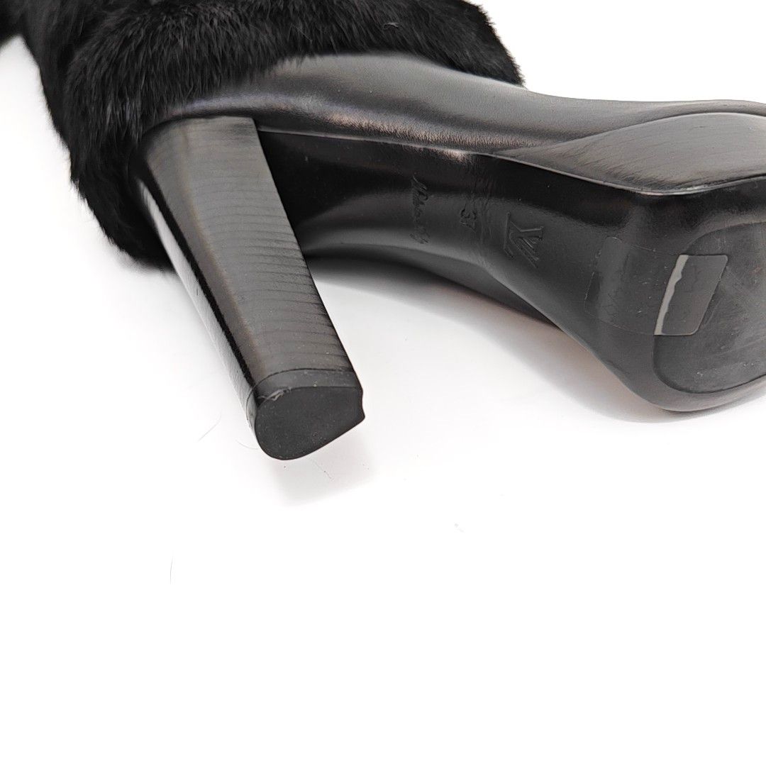 Louis Vuitton Louis Vuitton Black Fur Trim Leather Boots Size 37 Size US 7 / IT 37 - 8 Thumbnail