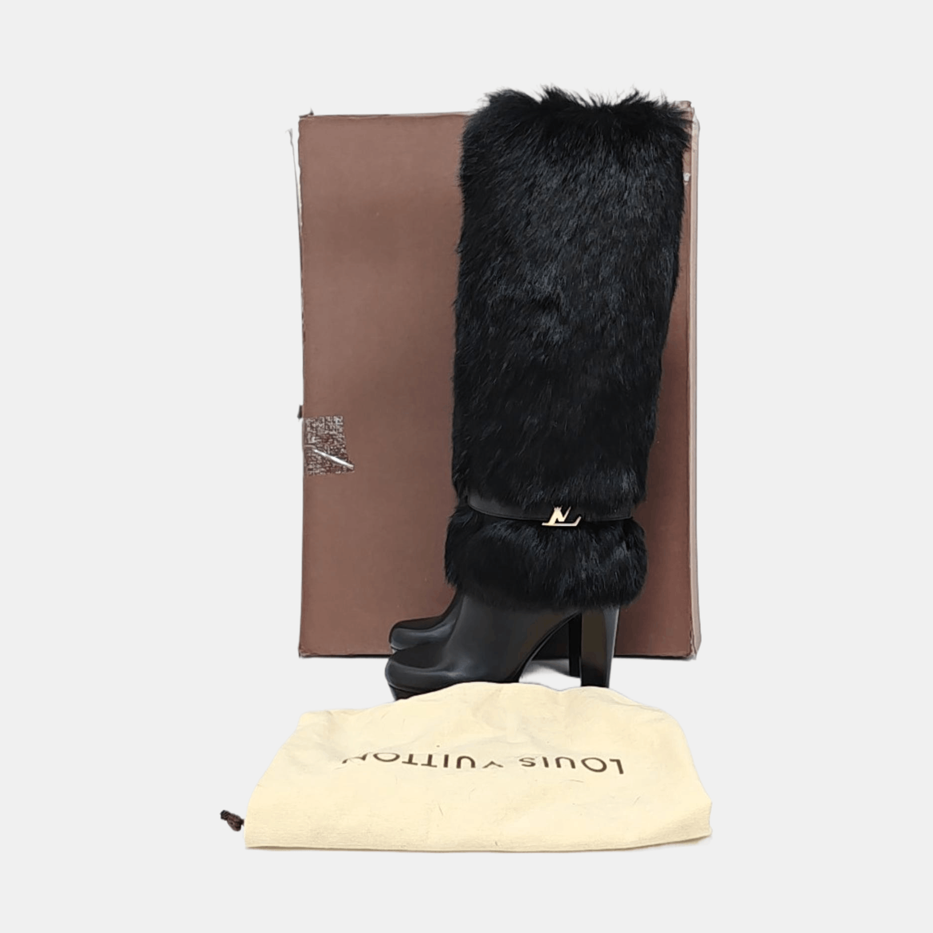 Louis Vuitton Louis Vuitton Black Fur Trim Leather Boots Size 37 Size US 7 / IT 37 - 6 Thumbnail