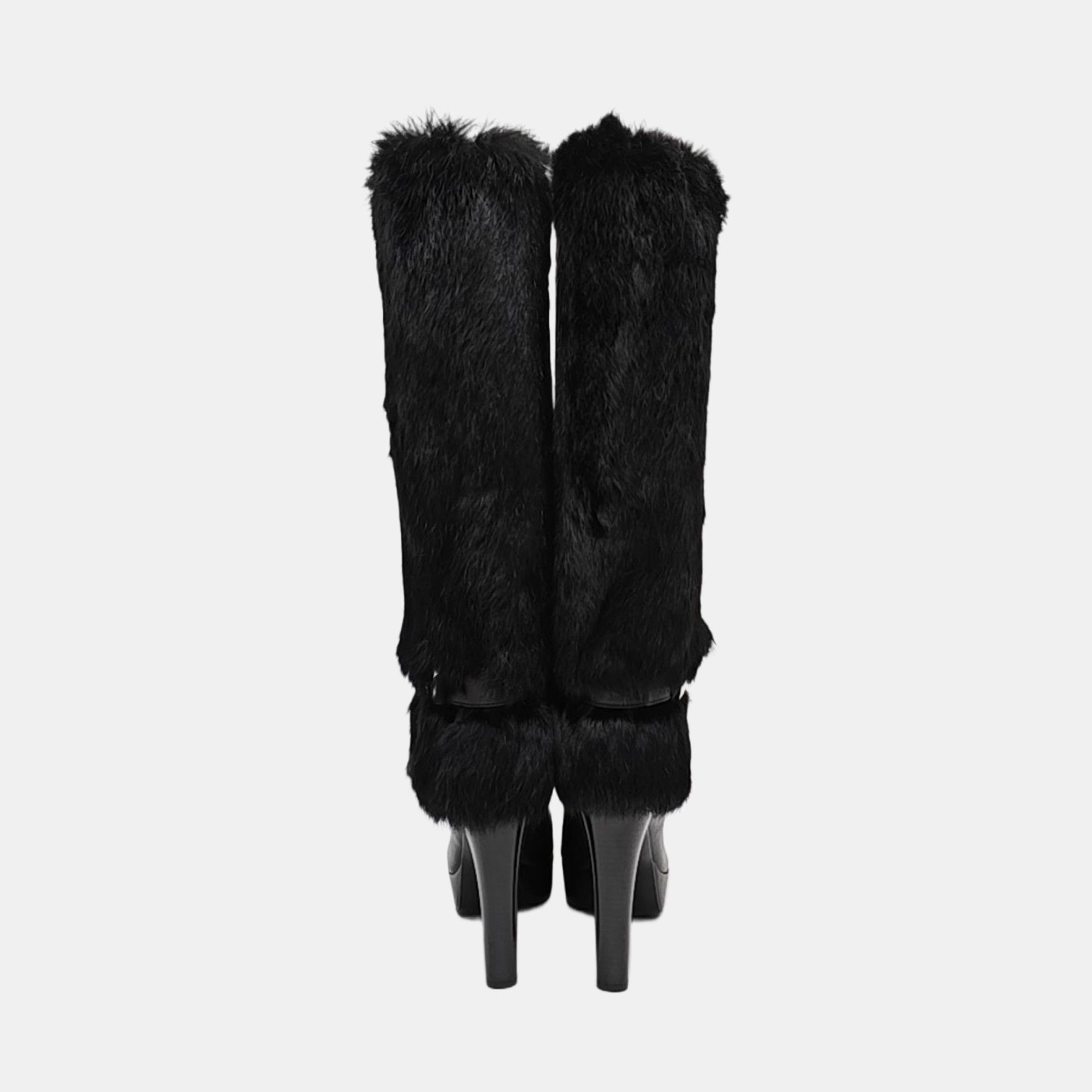 Louis Vuitton Louis Vuitton Black Fur Trim Leather Boots Size 37 Size US 7 / IT 37 - 4 Thumbnail