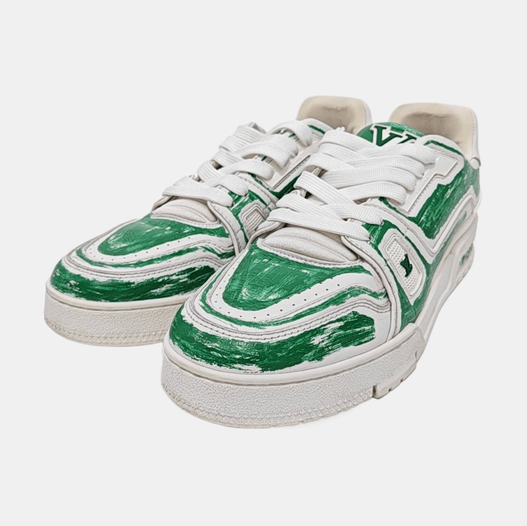 Louis Vuitton LOUIS VUITTON Green Brushstroke Low-Top Sneakers US 9 Size US 9 / EU 42 - 2 Thumbnail