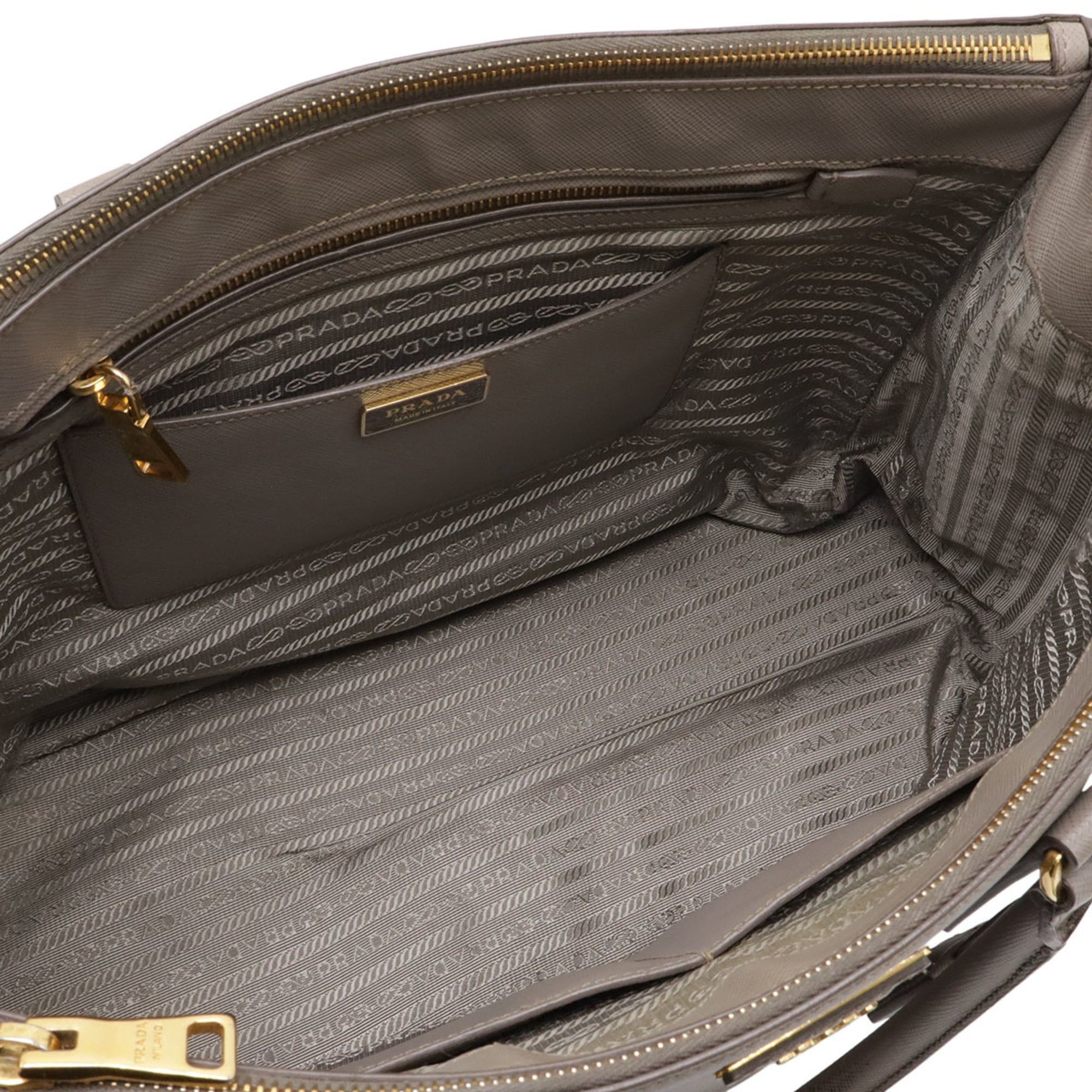 Prada PRADA Galleria Medium Handbag/Shoulder Bag, Saffiano Leather, Argilla, Greige, 1BA786 Size ONE SIZE - 9 Thumbnail